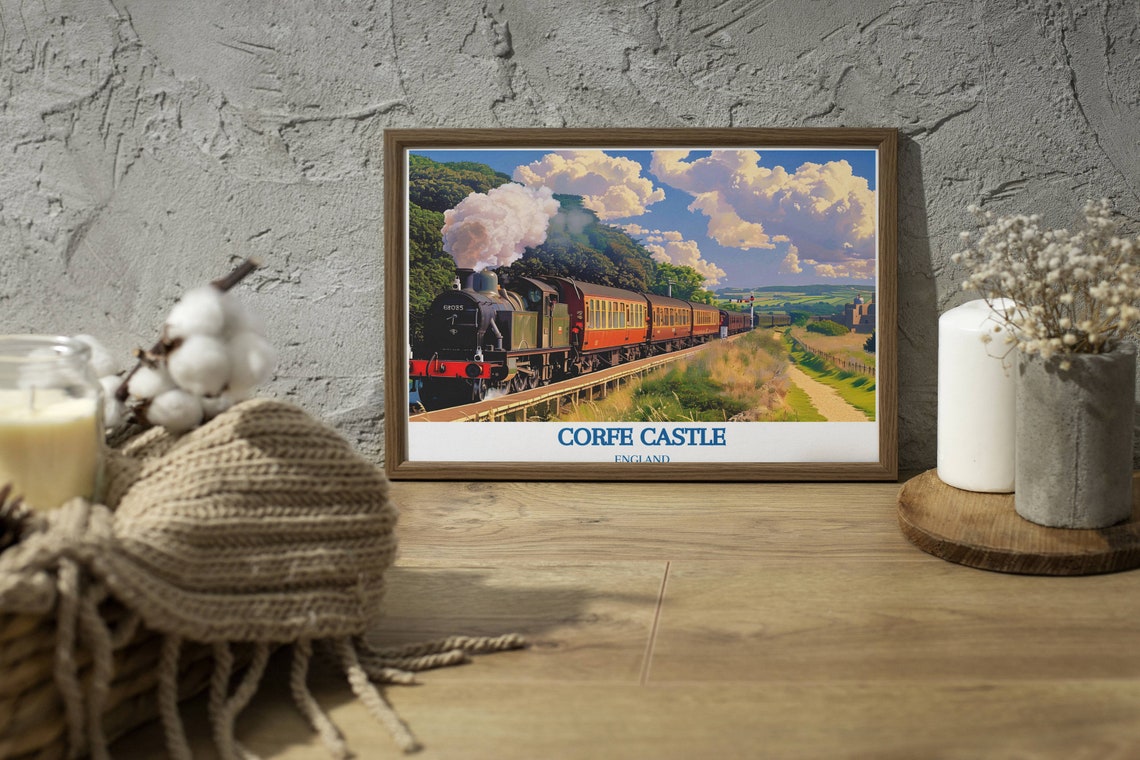 Corfe Castle Swanage Steam Railway Heritage Train Poster England - Image 2