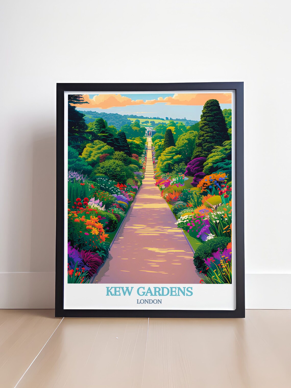 Kew Gardens London Great Broad Walk Flower Borders Travel Poster - Image 4