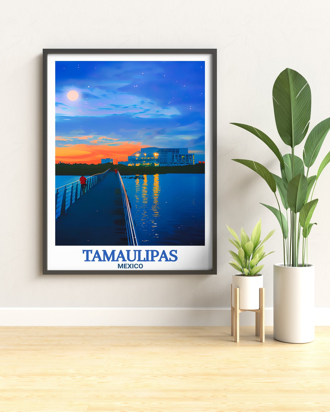 Tampico Tamaulipas Lagoon Evening Moon Reflection Mexico Poster - Image 3