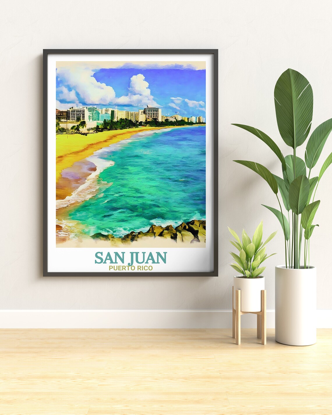 San Juan Puerto Rico Turquoise Beach Aerial Coast Travel Poster - Image 3