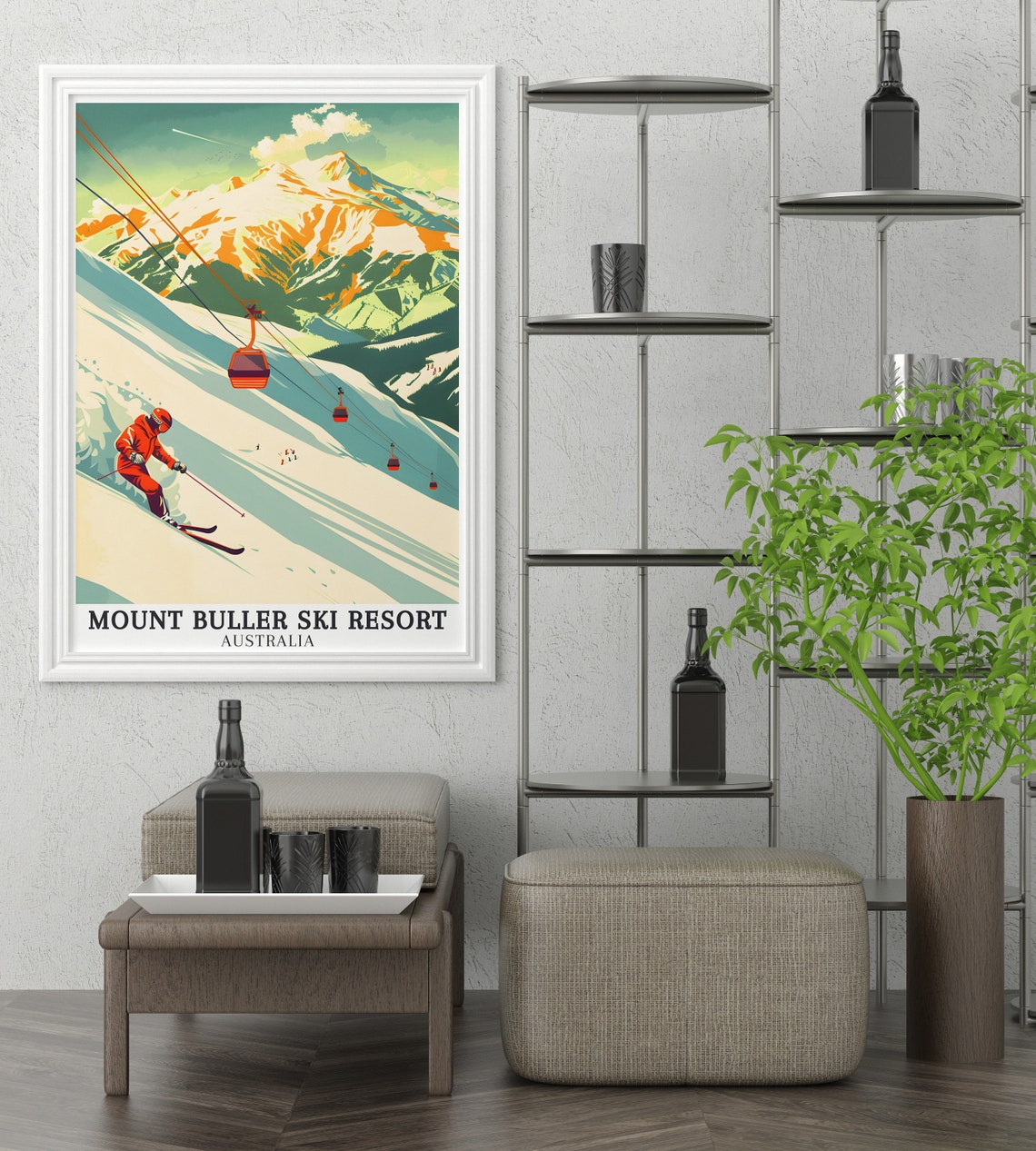 Mount Buller Skier Carving Slope Gondola Australian Alpine Ski Poster - Image 2