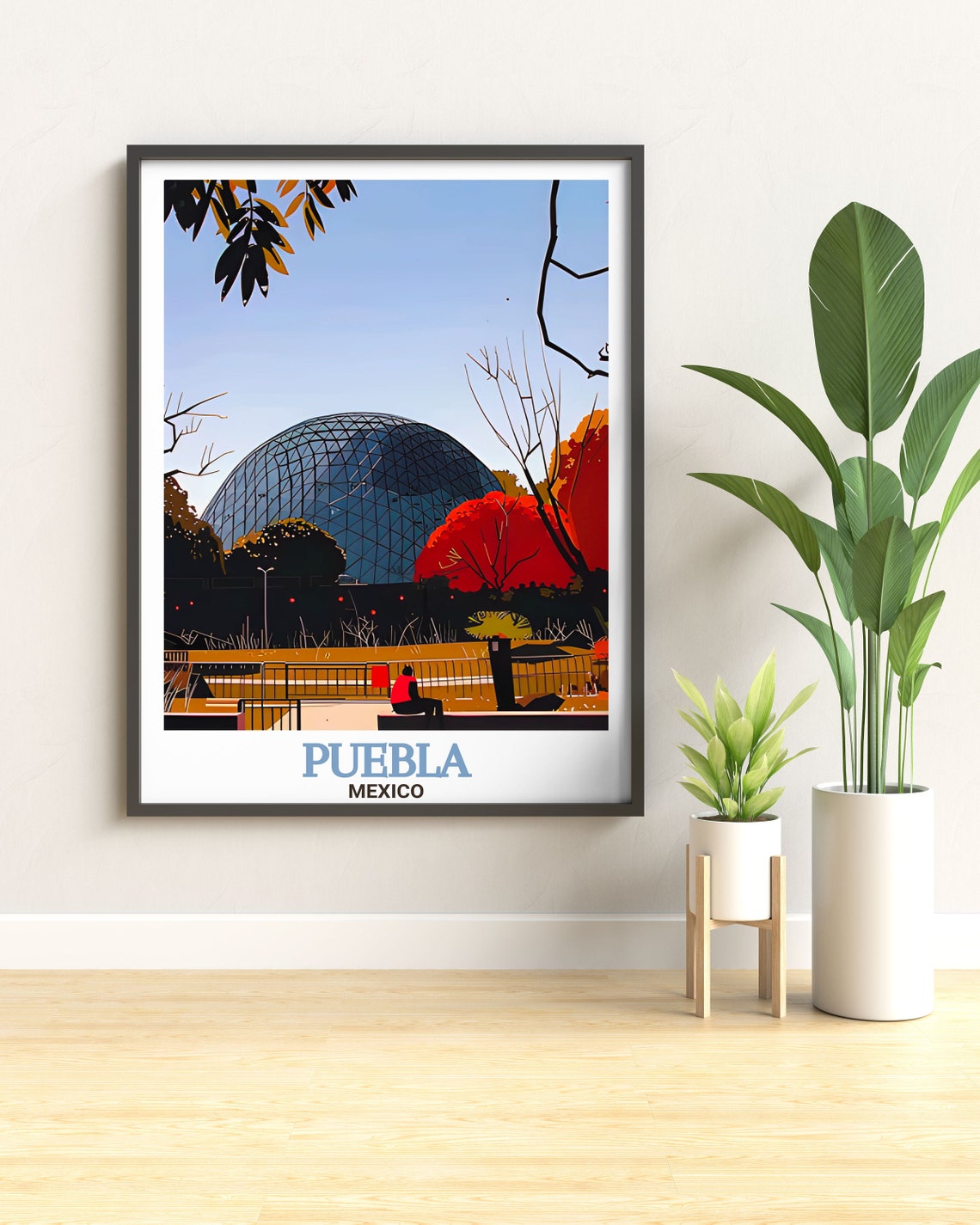 Puebla Mexico Geodesic Dome in the Park at Warm Sunset Glow Poster - Image 2