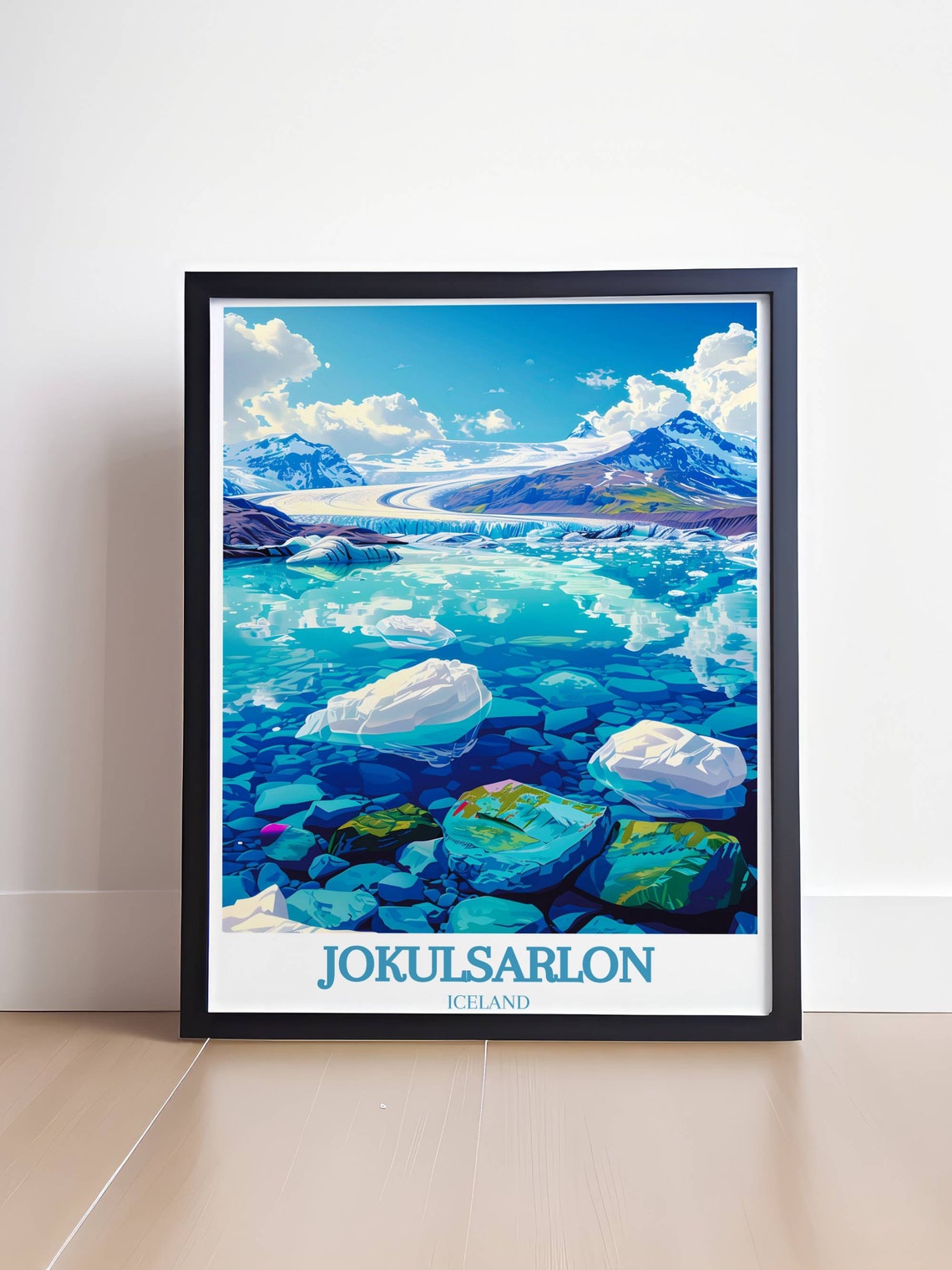 Jokulsarlon Iceland Iceberg Lagoon Mountain Panoramic View Poster - Image 4