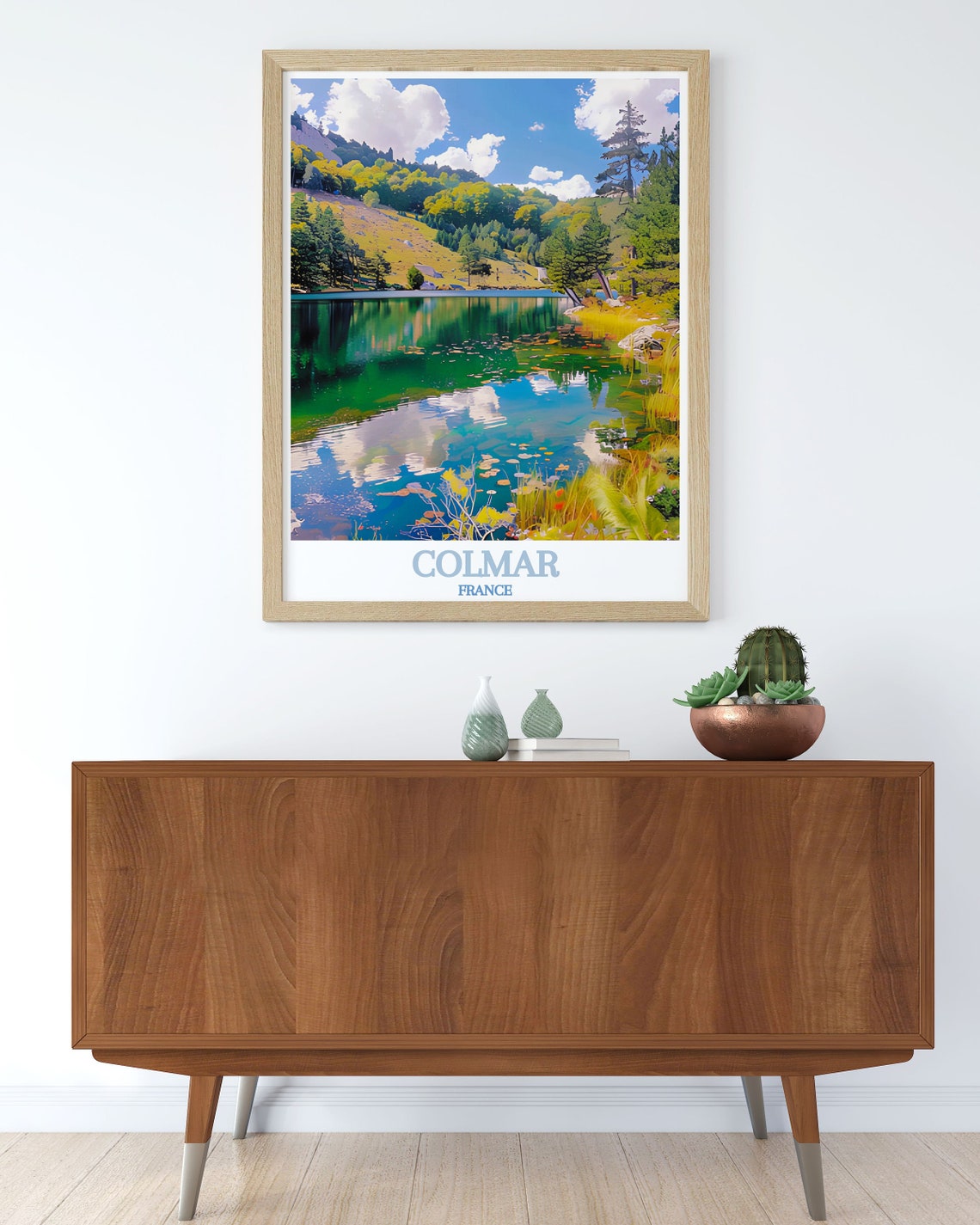 Colmar France Serene Alpine Lake Reflection Summer Travel Poster - Image 3