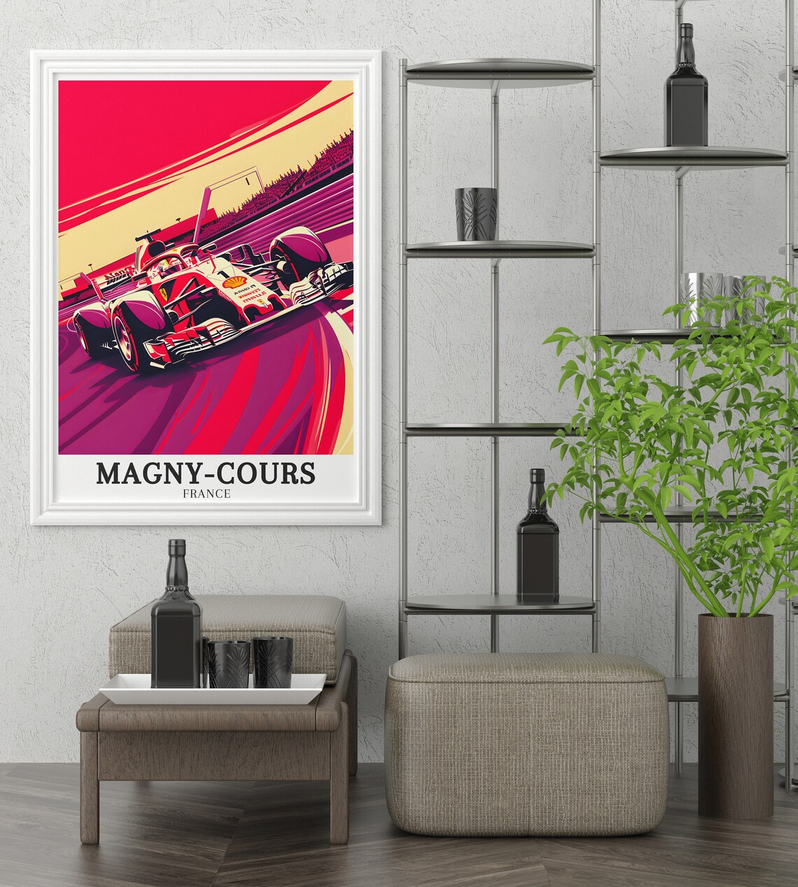 Magny-Cours France Formula 1 Race Car Track Retro Sports Poster - Image 3