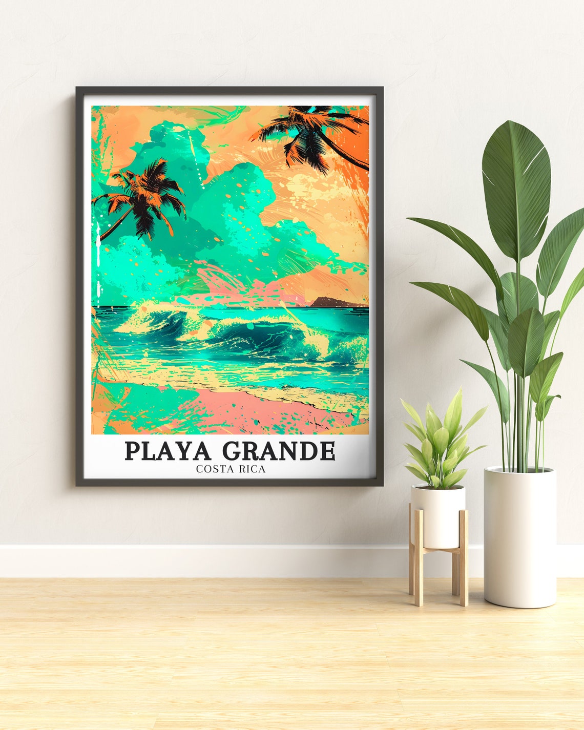 Playa Grande Costa Rica Teal Surf Wave Sunset Pop Art Poster - Image 2