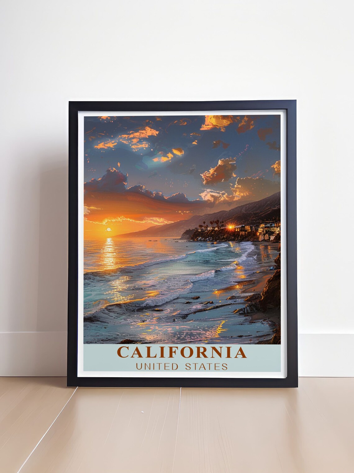 California City Print Malibu Art Print Malibu Travel Print Southern California Poster - Image 4