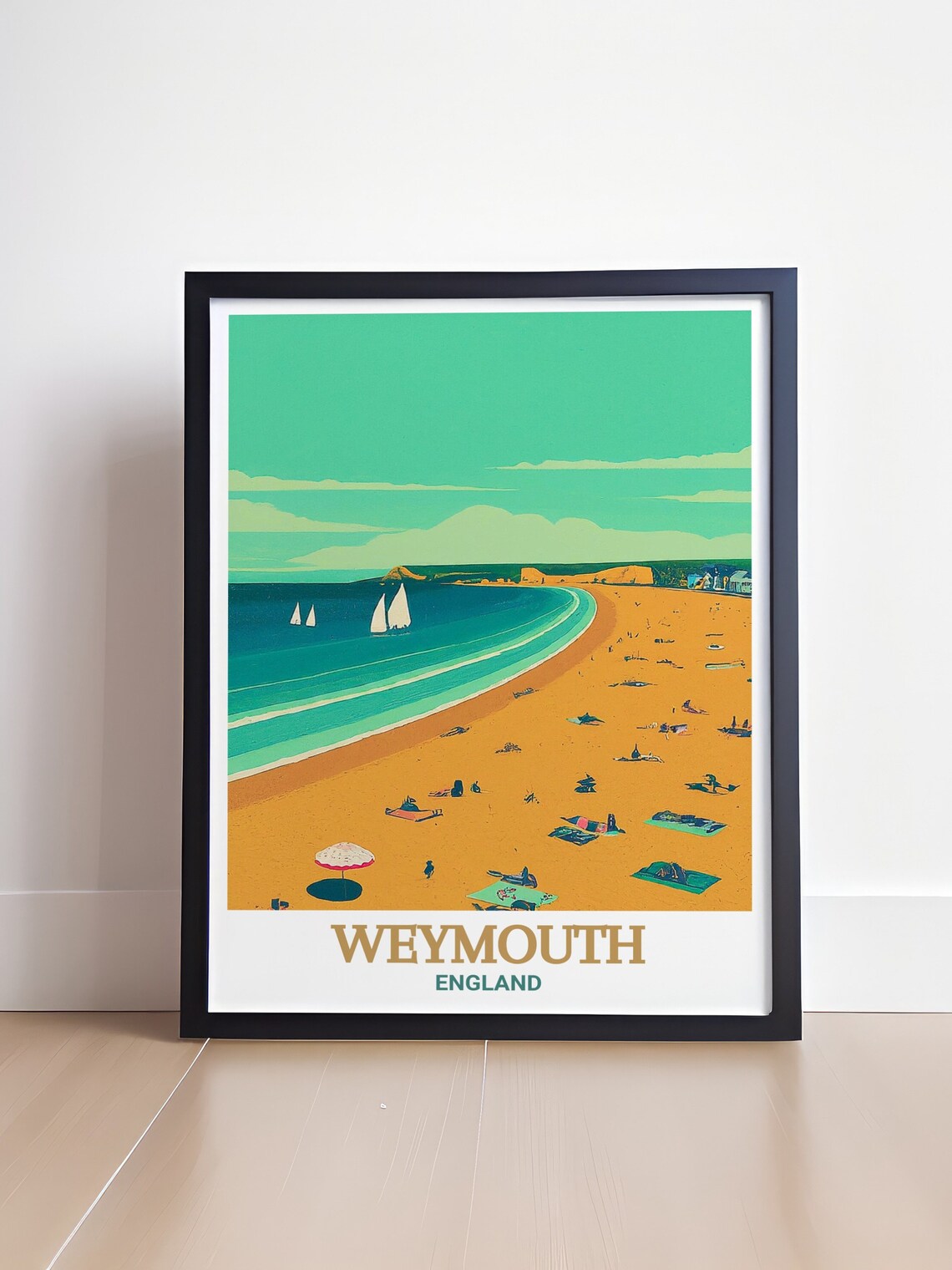 Weymouth England Golden Beach Sailboats Vintage Travel Poster - Image 4