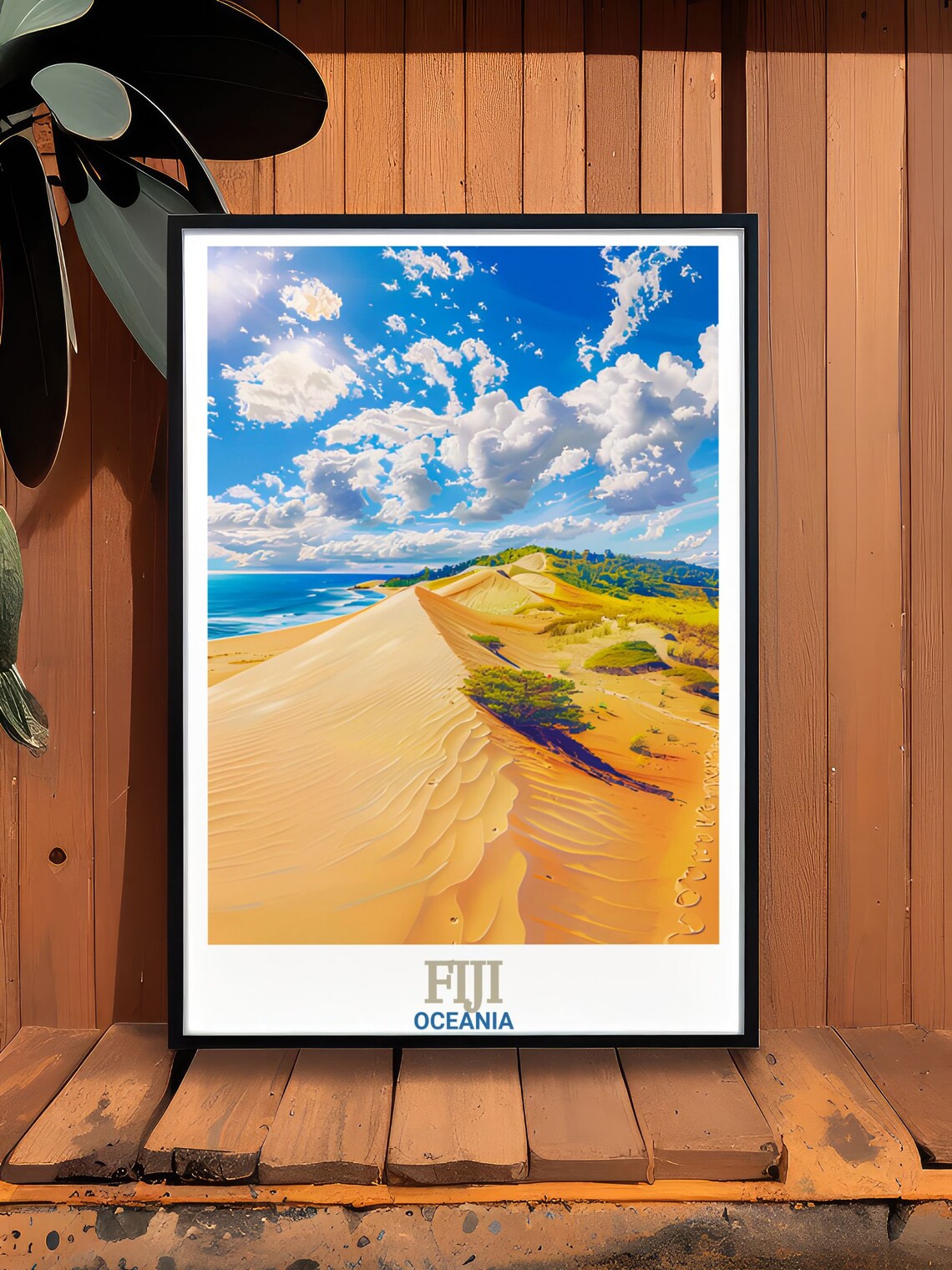 Fiji Sigatoka Sand Dunes Golden Beach Aerial Landscape Art Poster - Image 2