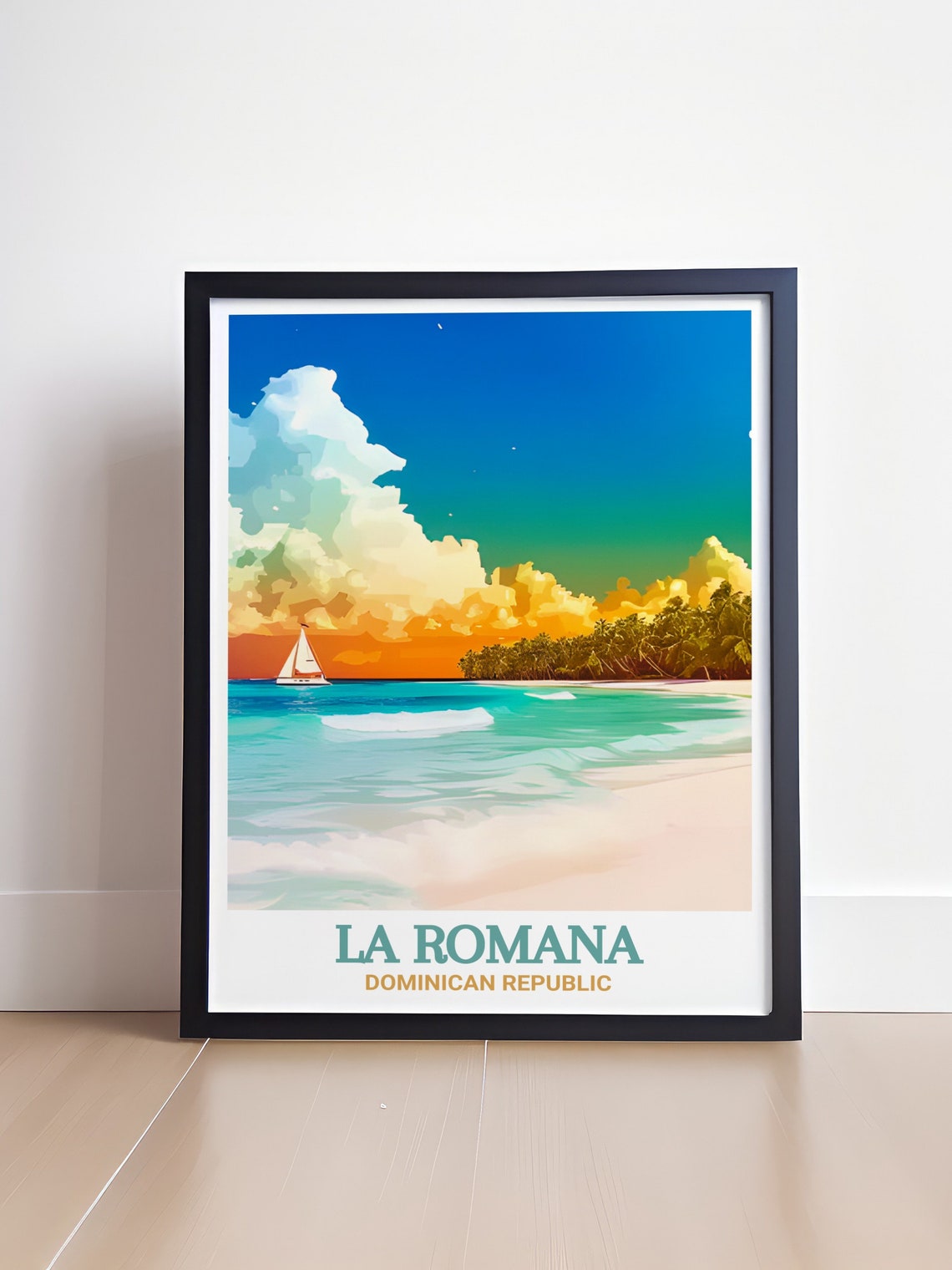 La Romana Bayahibe Beach Sailboat Sunset Caribbean Sea Poster - Image 4