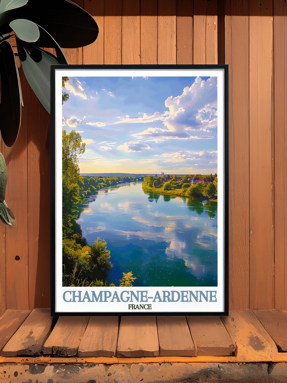 Champagne-Ardenne France Wide River Glowing at Golden Hour Poster - Image 3