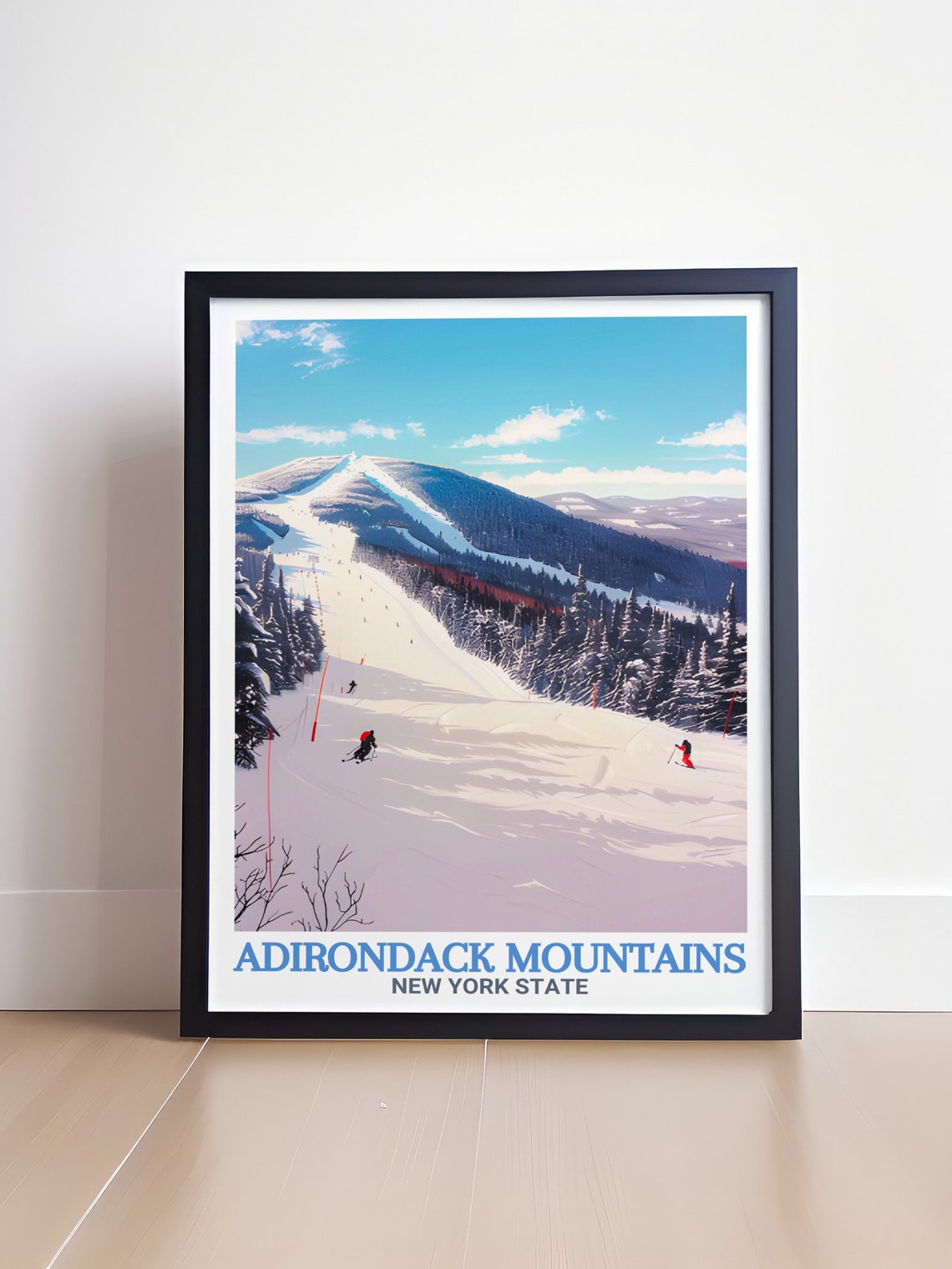 Adirondack Mountains Ski Slope Winter Action Travel Art Poster - Image 4