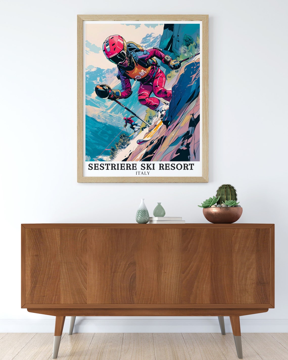 Sestriere Ski Resort Italy Speed Skier Close Up Racing Poster - Image 3