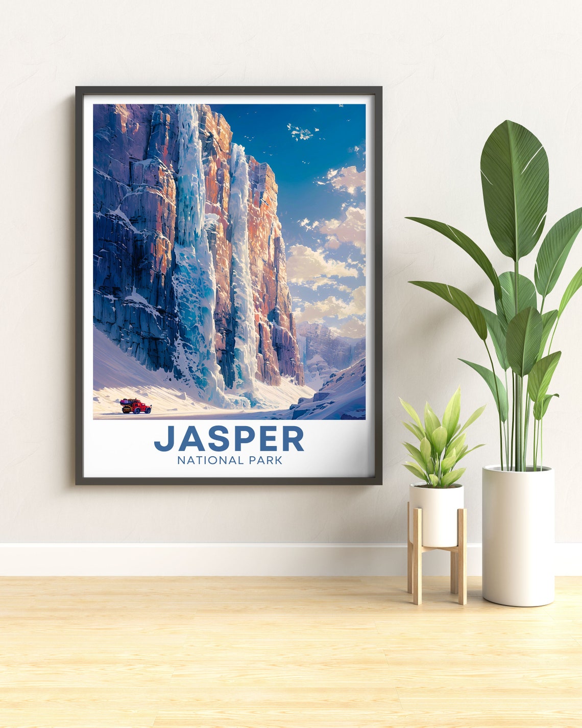 Jasper National Park Frozen Waterfall Ice Cliffs Travel Poster - Image 3