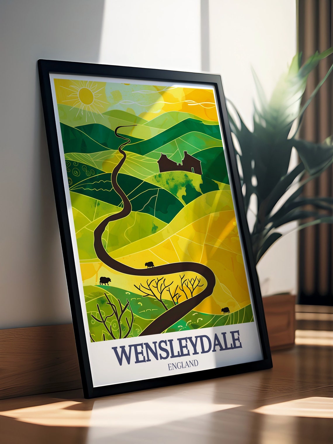 Wensleydale Yorkshire Dales Golden Rolling Hills Travel Poster - Image 2