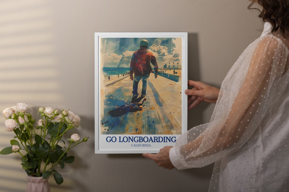 Go Longboarding California Venice Beach Boardwalk Art Poster - Image 2
