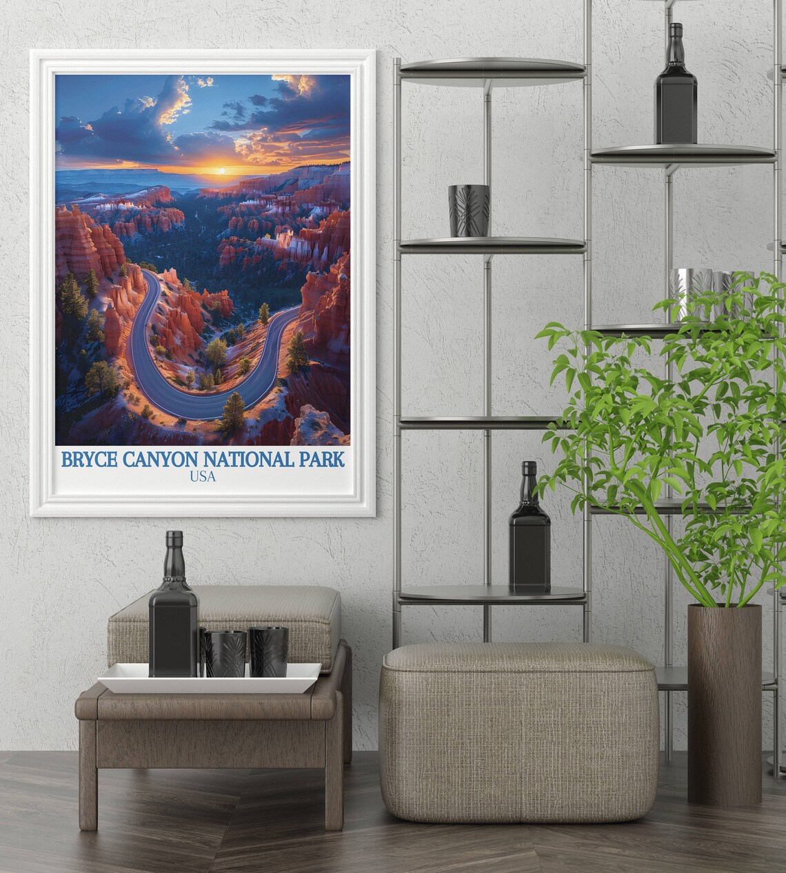 Bryce Canyon National Park Sunset Winding Road USA Travel Poster - Image 3