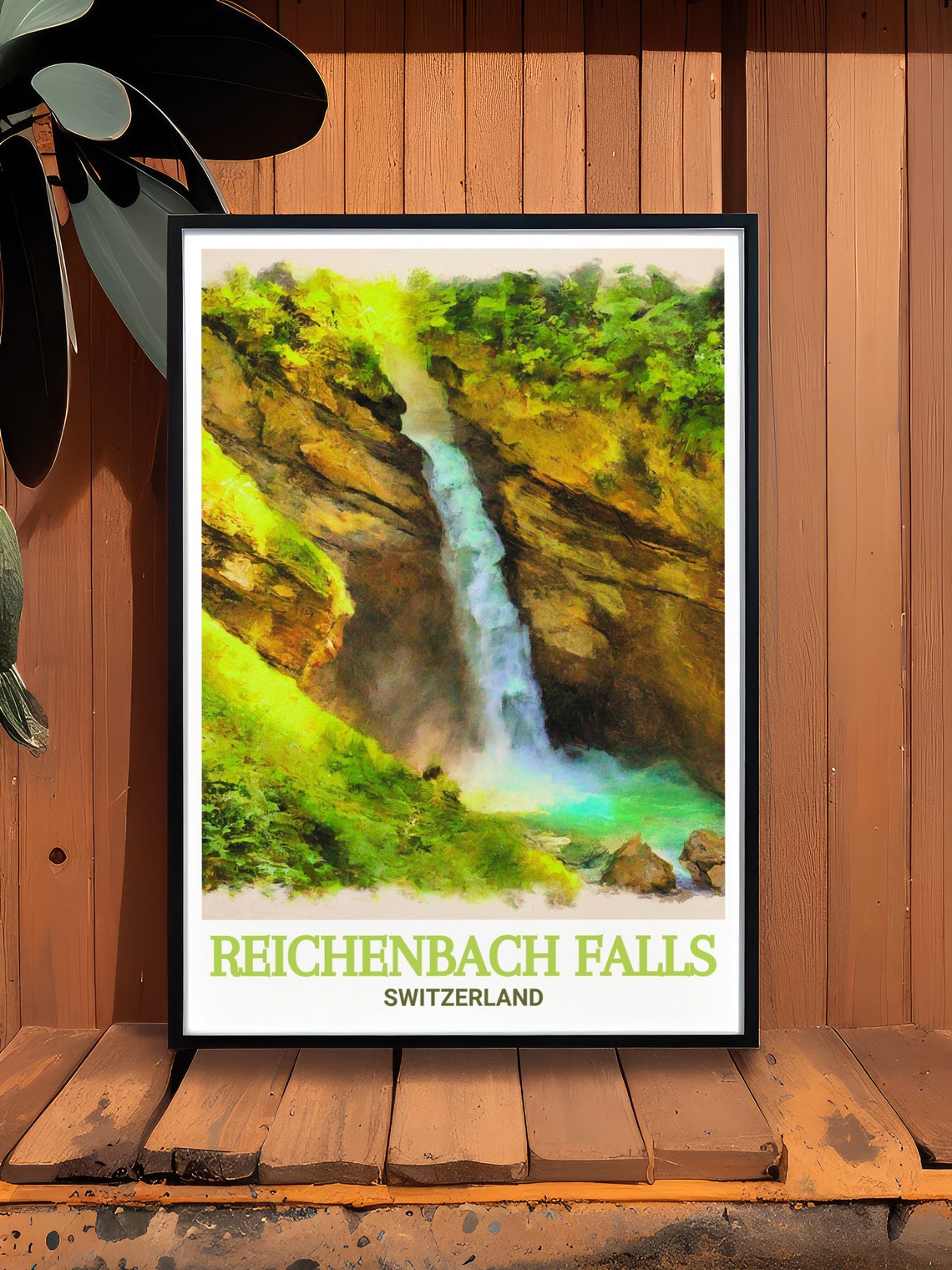 Reichenbach Falls Switzerland Mossy Waterfall Pool View Poster - Image 2