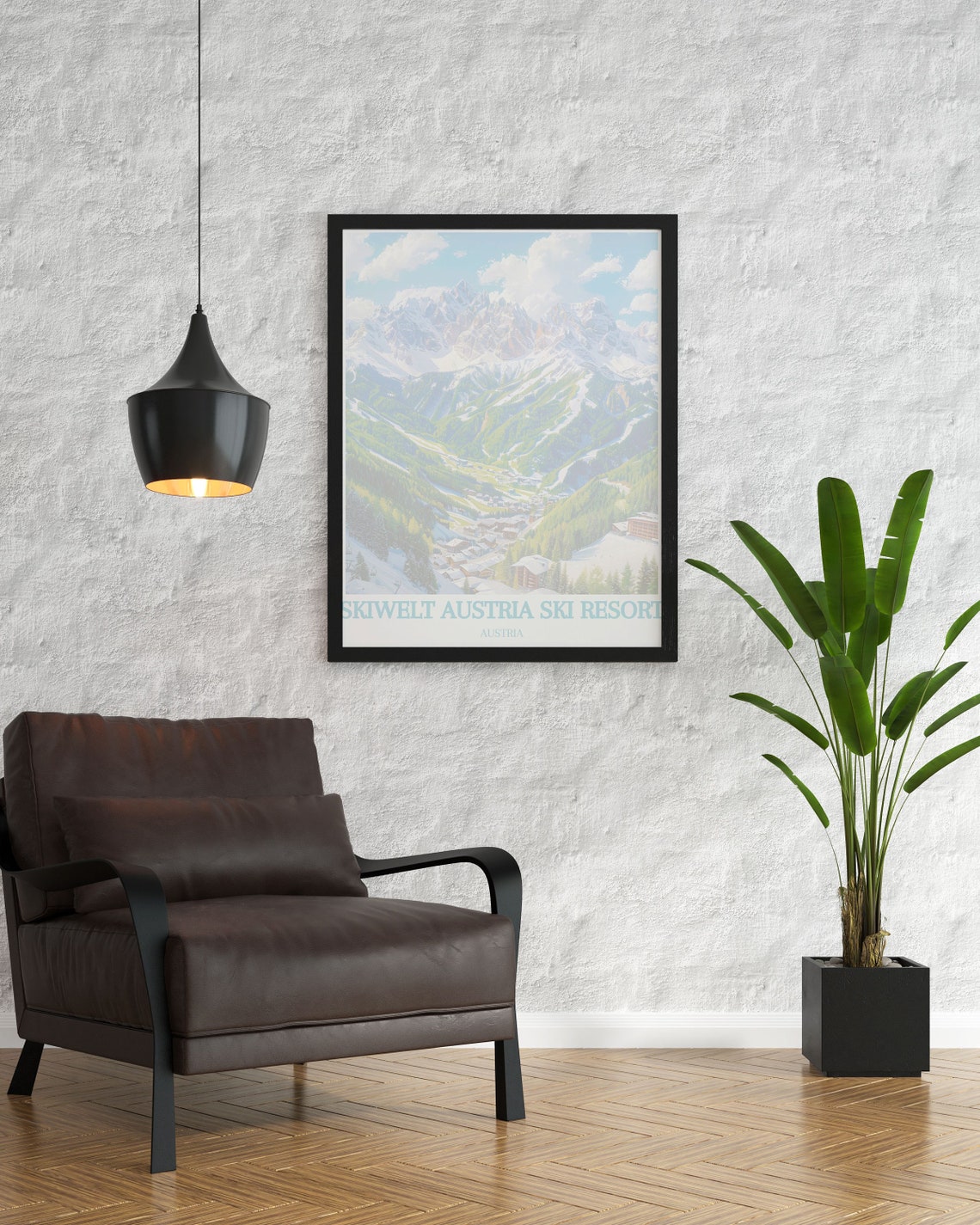 SkiWelt Austria Ski Resort Snowy Alpine Village Valley Poster - Image 2