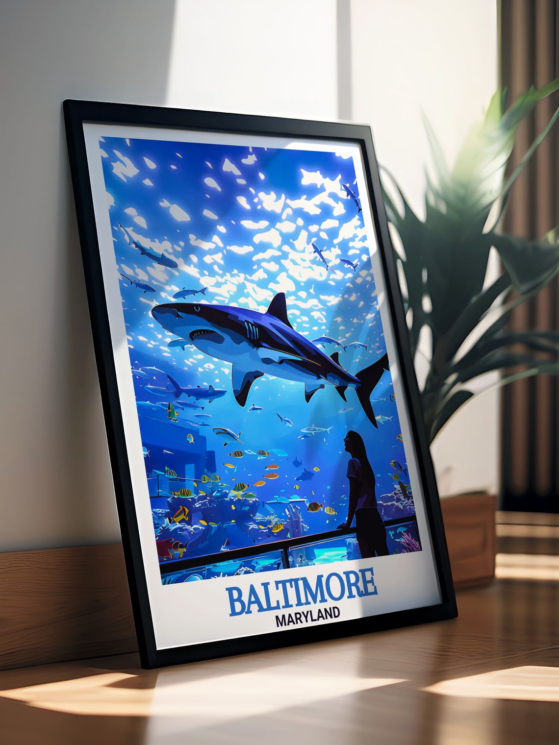 Baltimore Maryland Aquarium Shark Tank Underwater Travel Poster - Image 3
