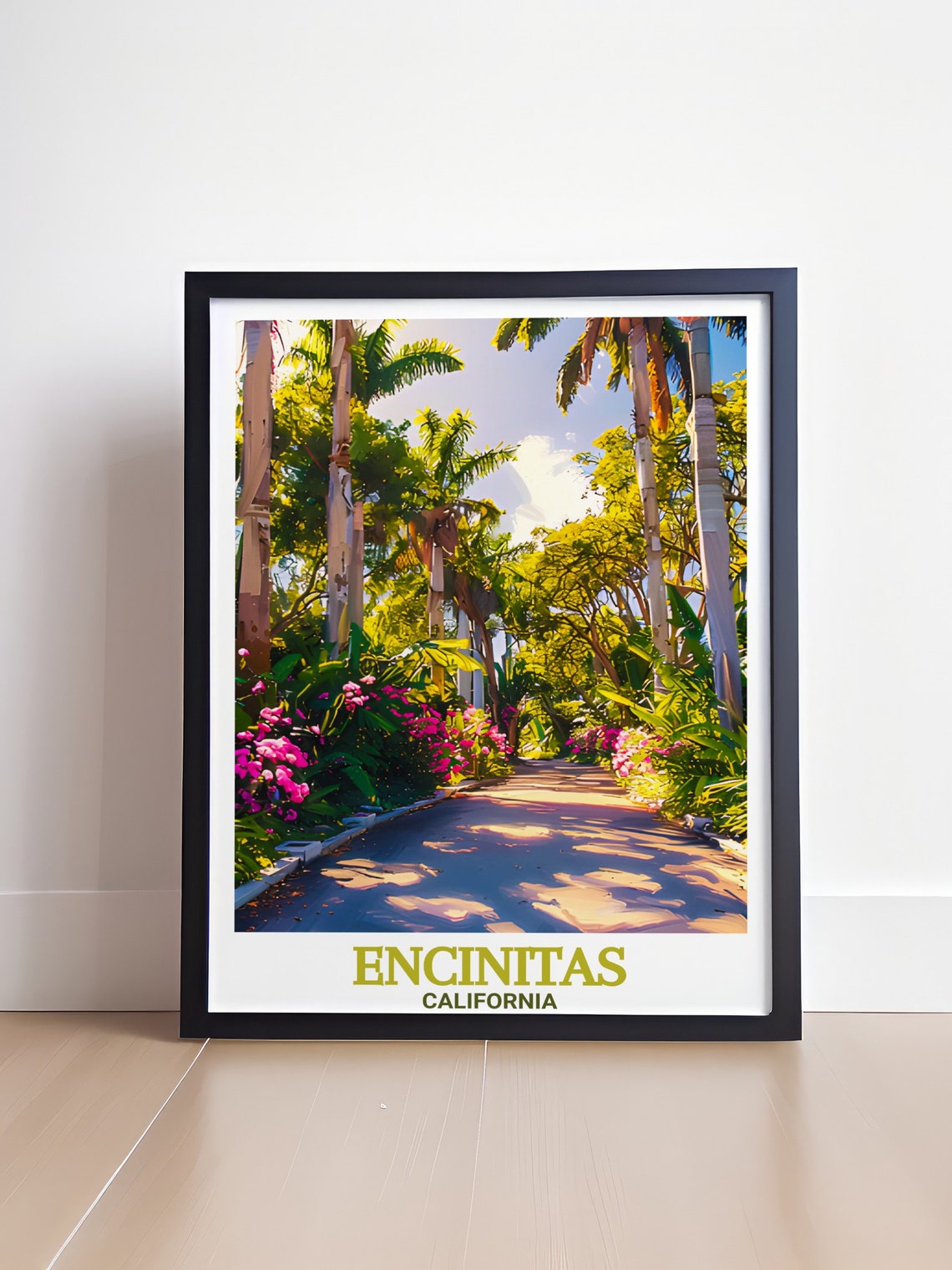 Encinitas California Botanic Garden Palm Path Flowers Poster - Image 4