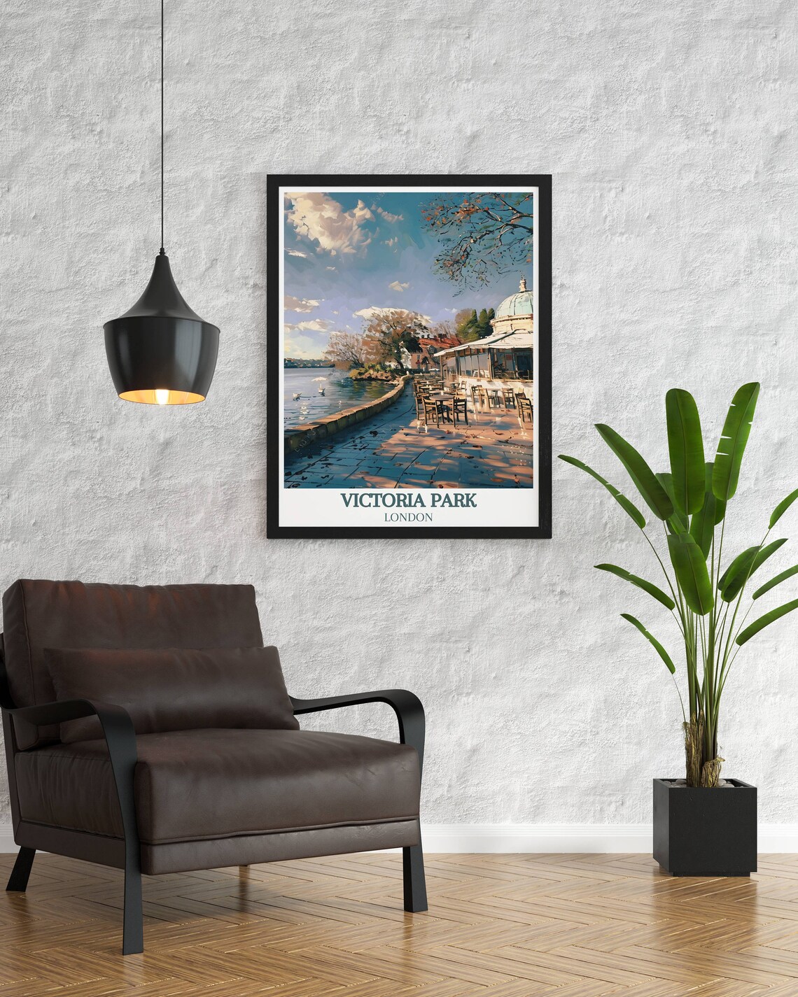 Victoria Park London Lakeside Terrace Afternoon Dappled Light Poster - Image 2