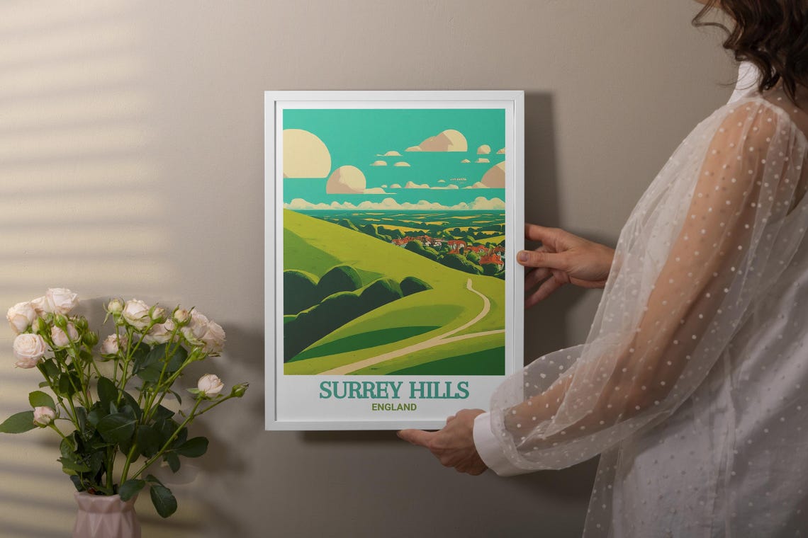 Box Hill Rolling Green Chalk Hills Surrey Hills England Nature Poster - Image 2