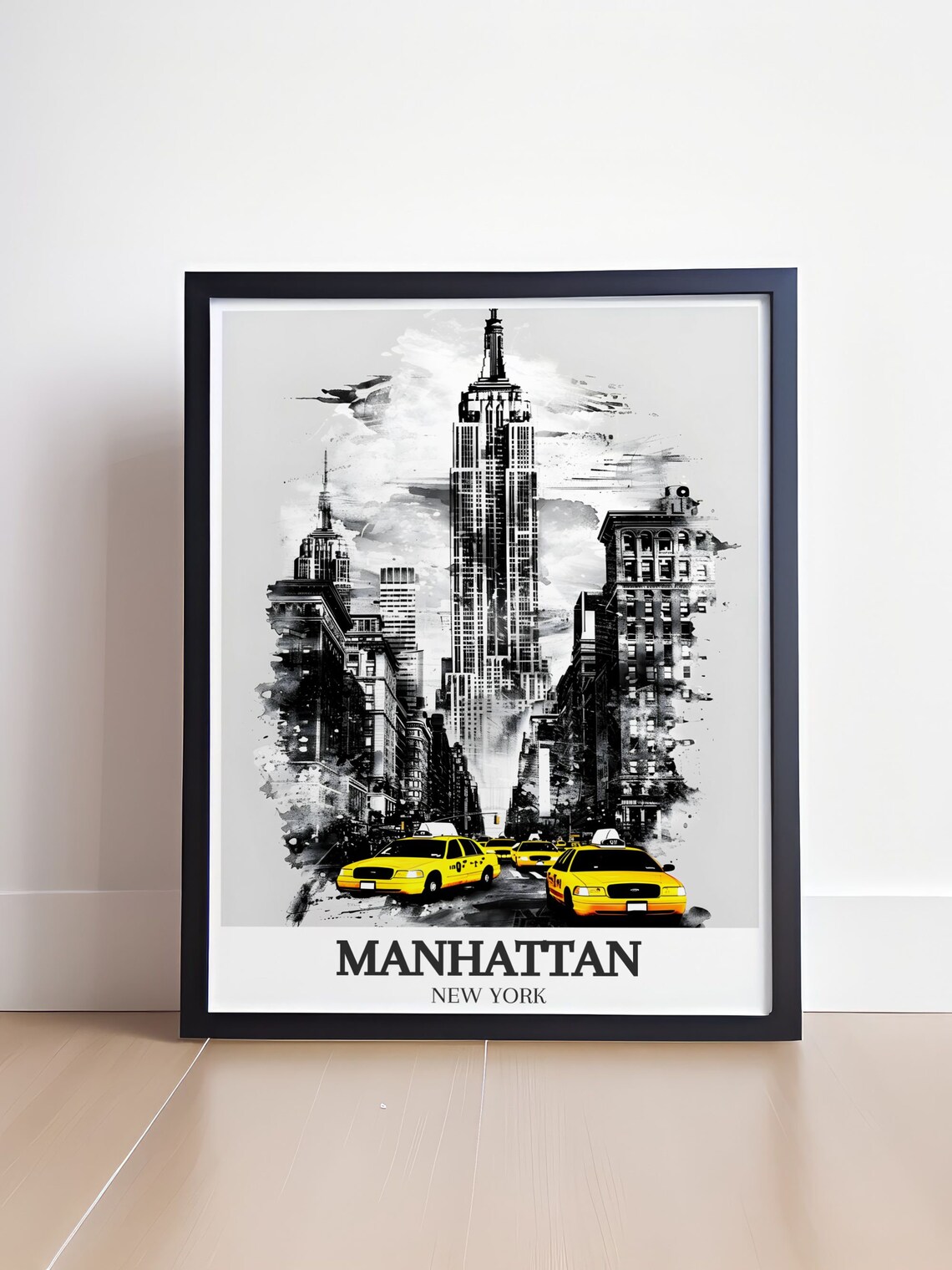 Manhattan New York Empire State Building Yellow Taxis Street Poster - Image 4