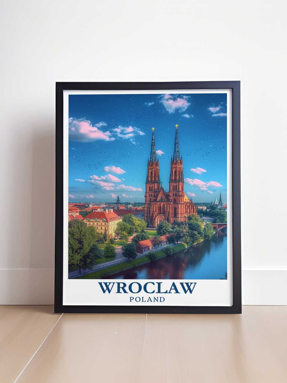 Wroclaw Poland Ostrow Tumski Cathedral Island River View Poster - Image 4