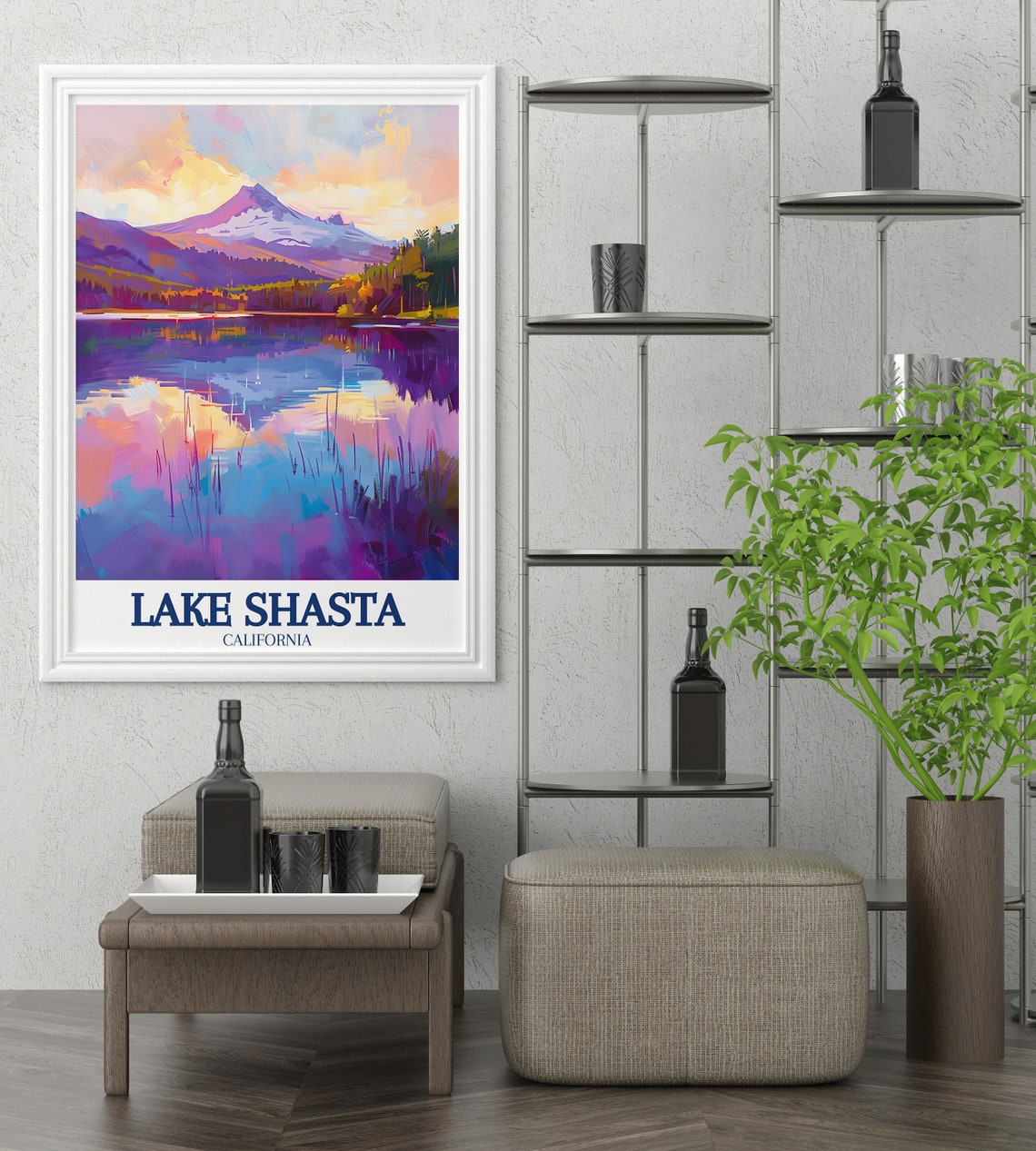 Lake Shasta Travel Posters Shasta Cascade Art Collection California Scenic Prints Lake Shasta And Castle Lake Travel Art - Image 2