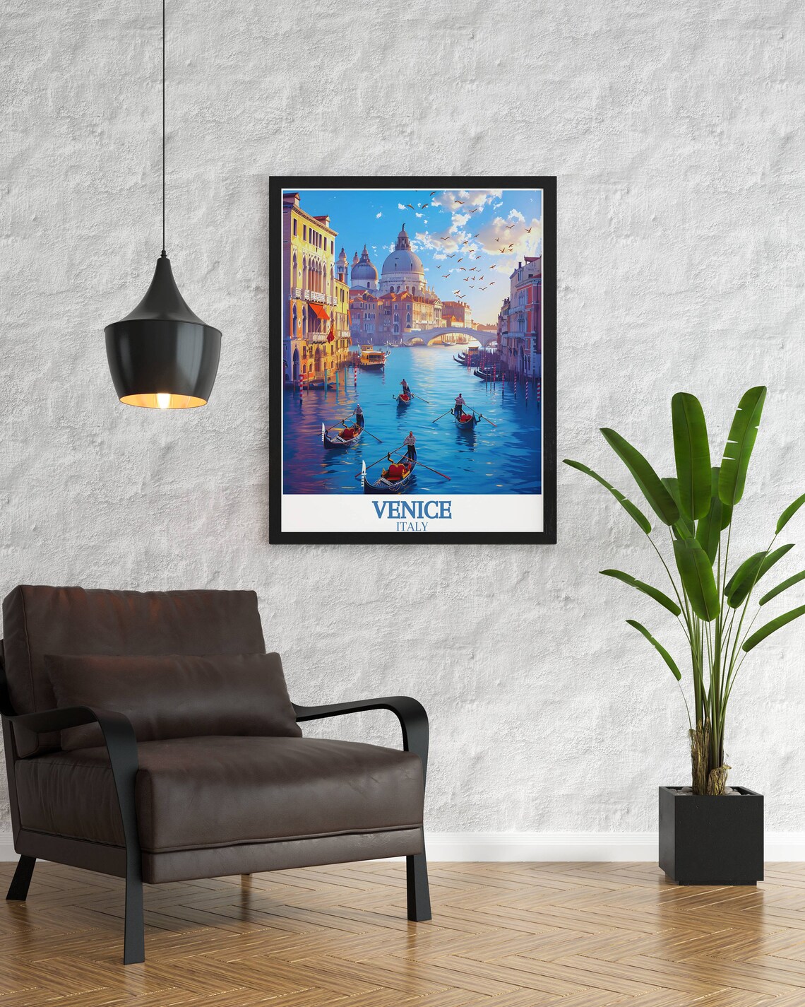 Venice Italy Grand Canal Gondolas Salute Basilica Golden Poster - Image 2