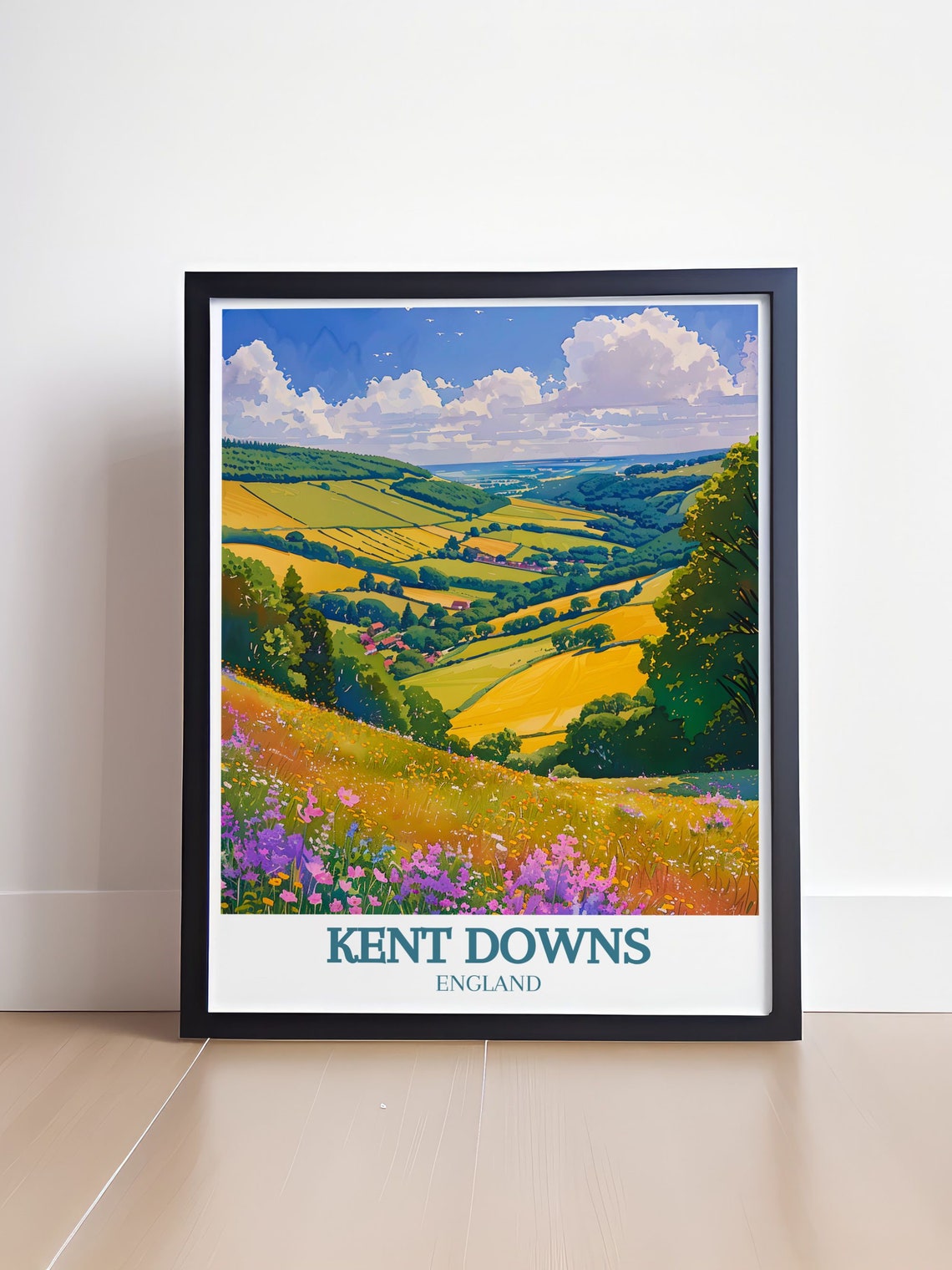 Kent Downs England Rolling Green Hills Wildflowers Summer Poster - Image 4