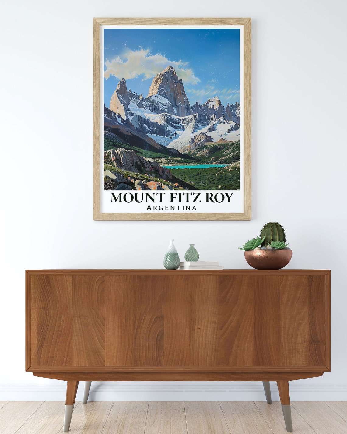 Mount Fitz Roy Blue Sky Summer Day Lake View Argentina Mountain Poster - Image 3