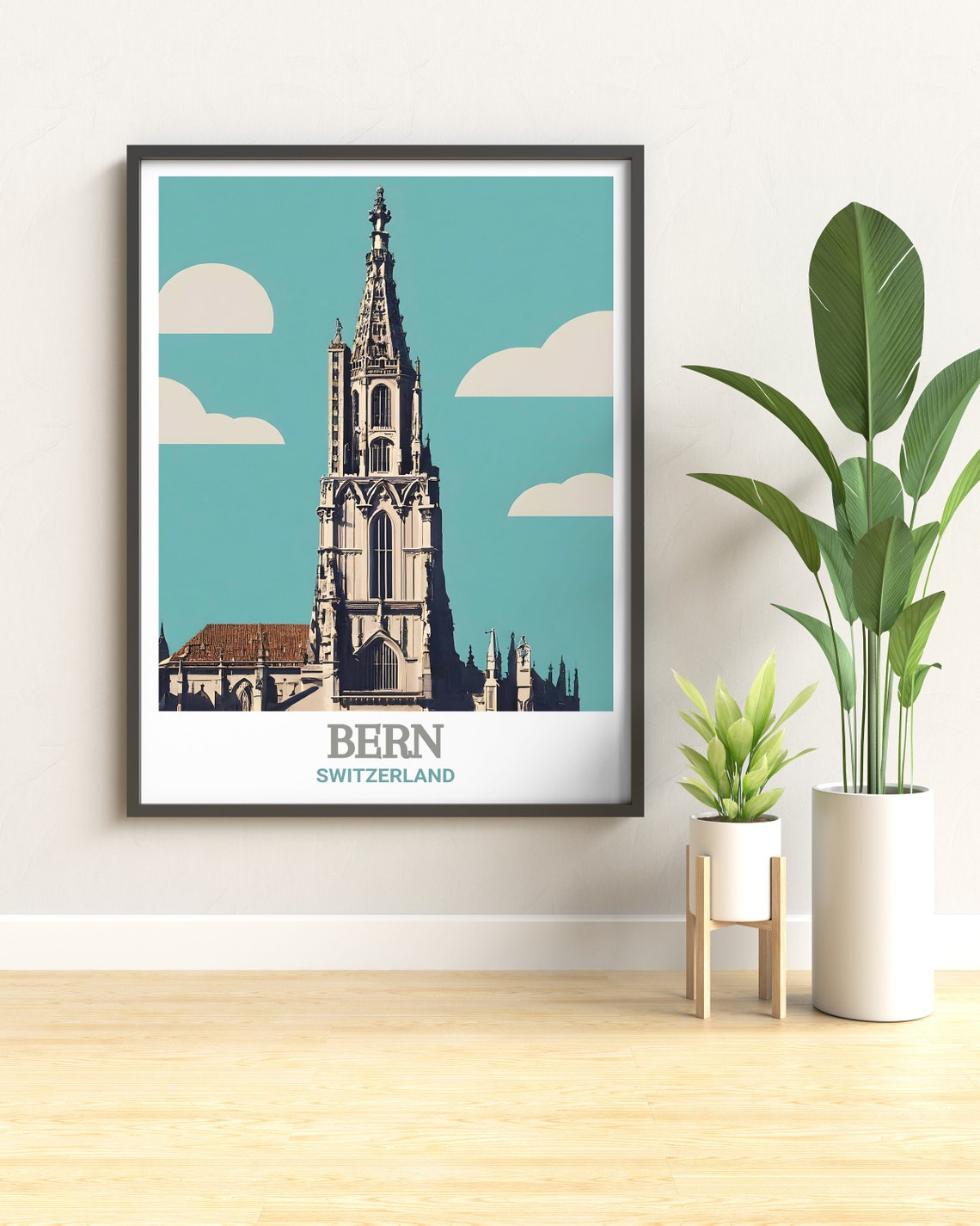 Bern Minster Cathedral Poster Switzerland Gothic Spire Travel Art - Image 3