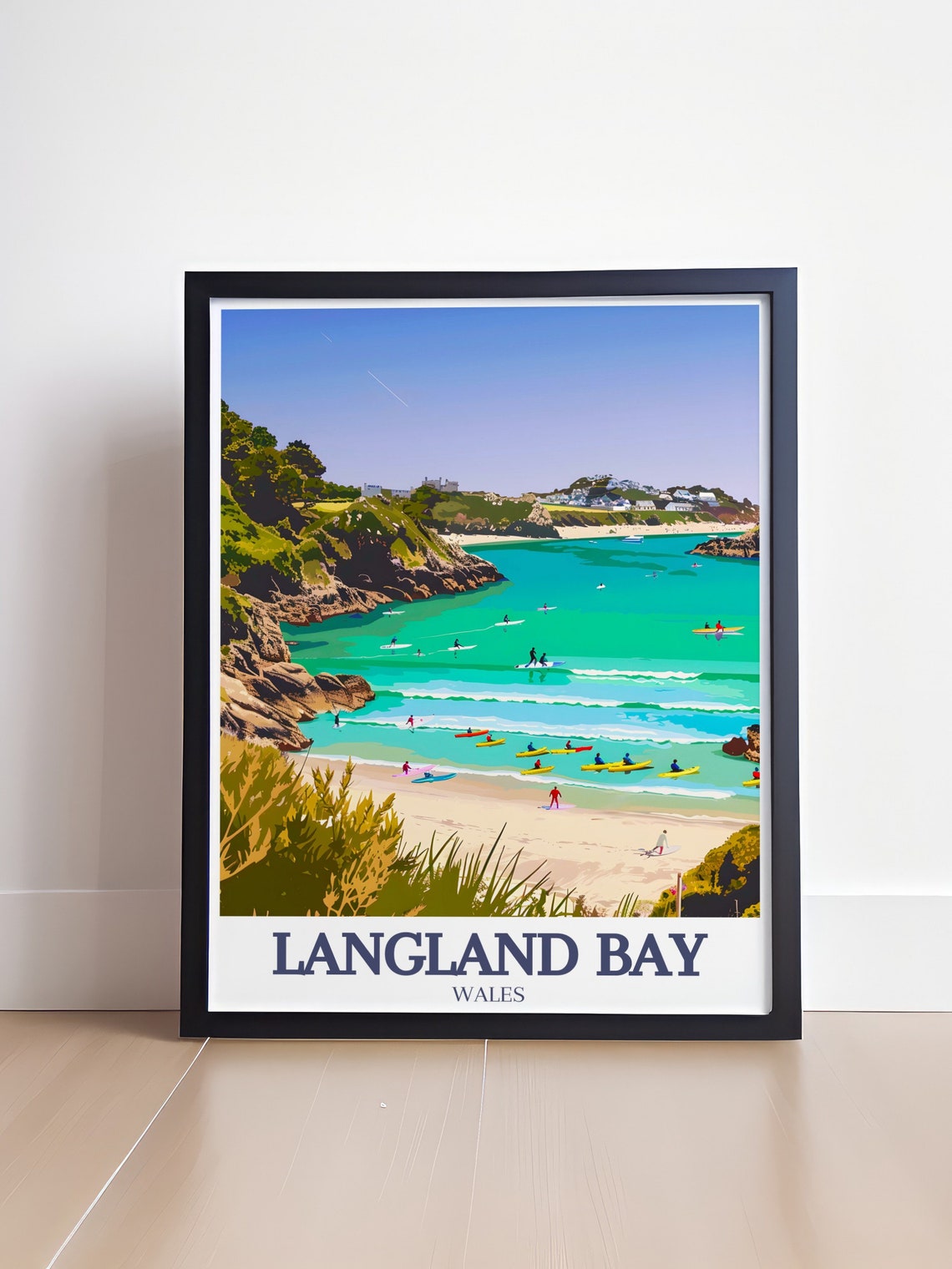 Langland Bay Travel Posters Caswell Bay Gower Peninsula Prints Caswell Bay Travel Posters Caswell Bay Art For Your Coastal Decor - Image 4