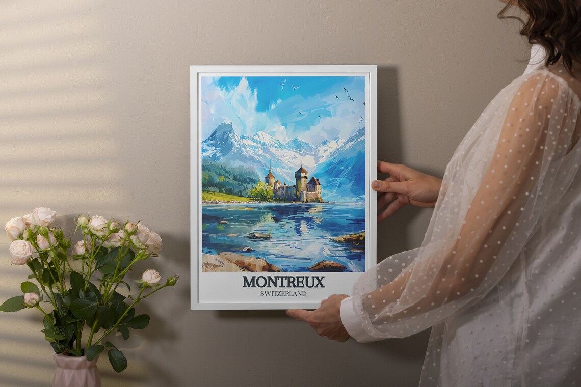 Montreux Switzerland Chillon Castle Lake Geneva Travel Poster - Image 2