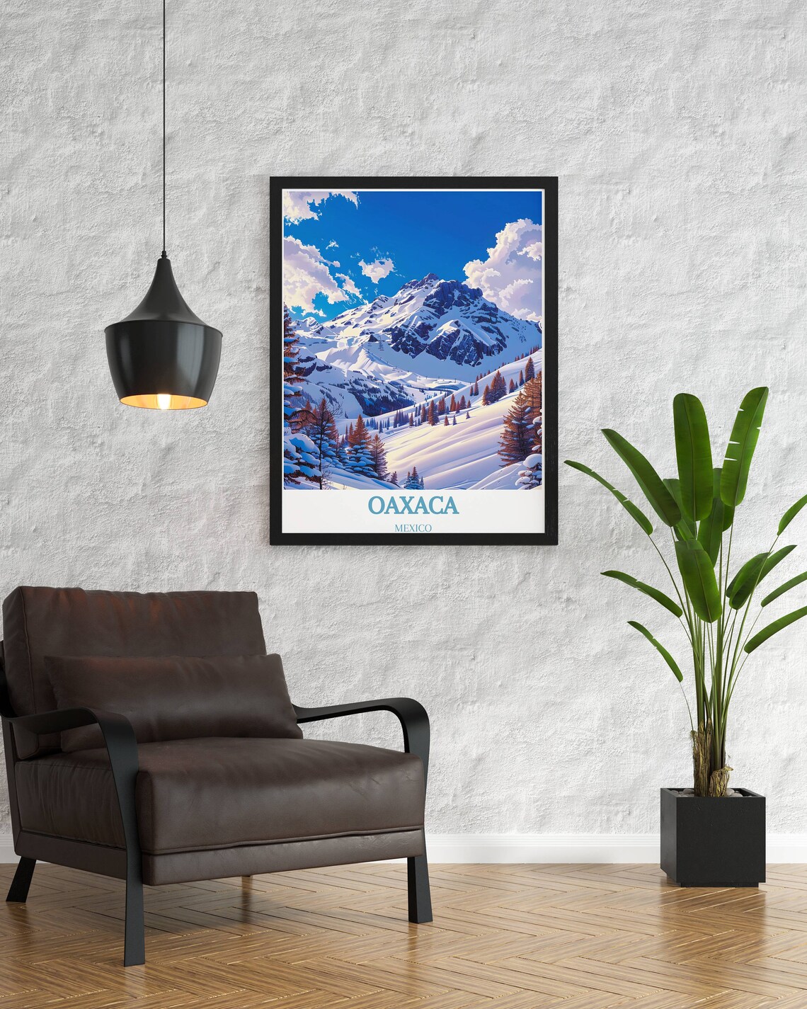 Oaxaca Mexico Snowy Peak Alpine Meadow Winter Scene Travel Poster - Image 2