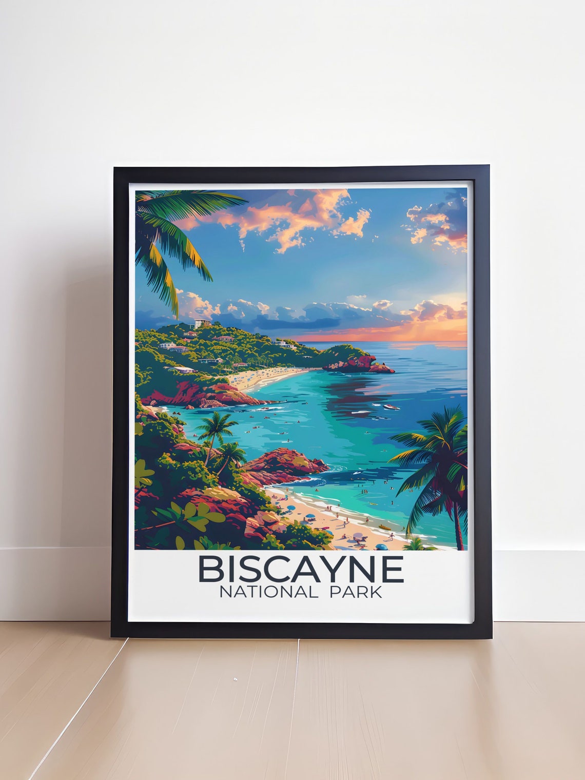 Biscayne National Park Tropical Bay Sunset With Palm Trees Poster - Image 4