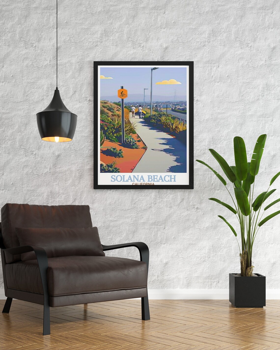 Solana Beach California Coastal Rail Trail Bike Path Travel Poster - Image 3