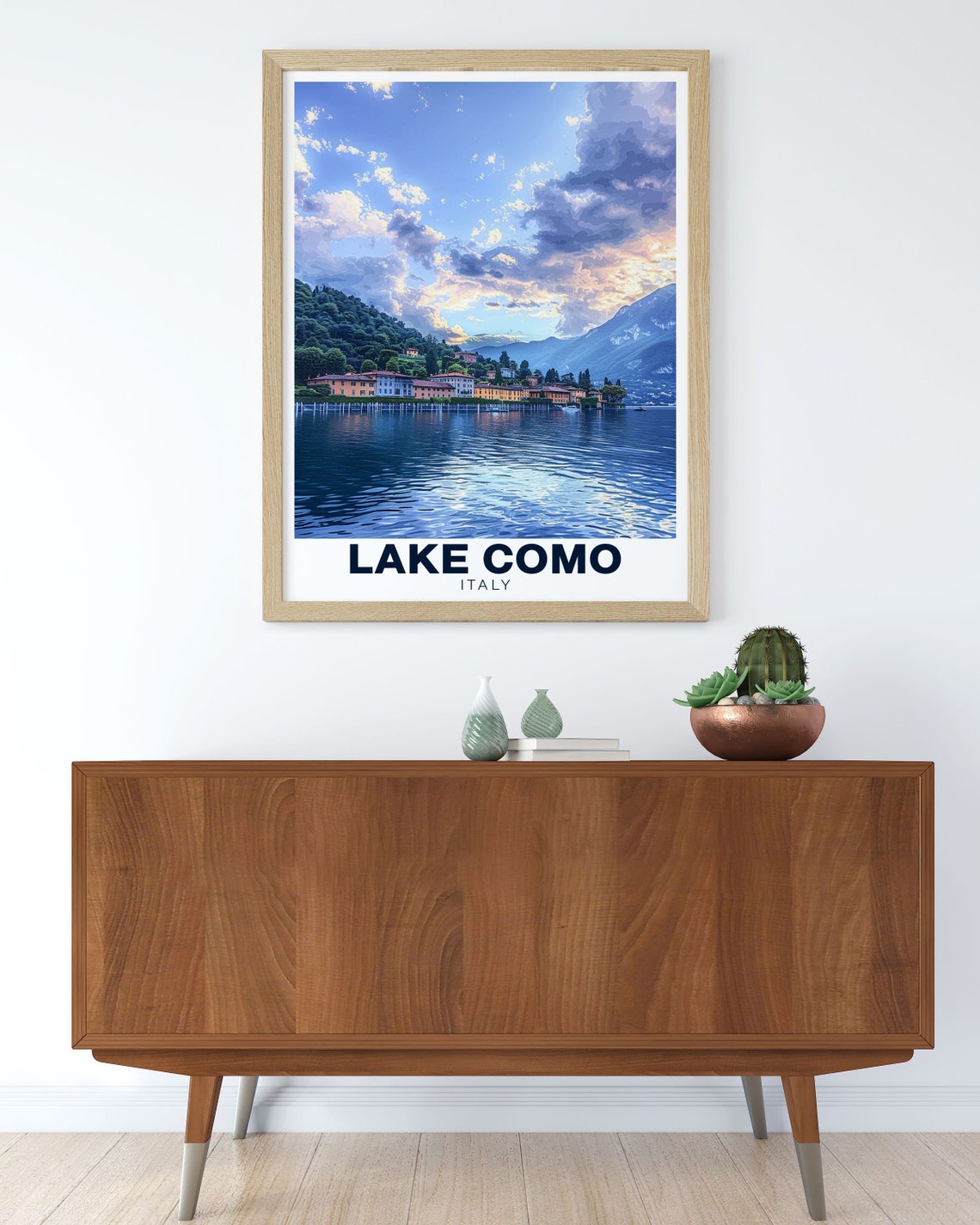 Lake Como Dusk Villas Calm Water Italy Evening Twilight Poster - Image 3