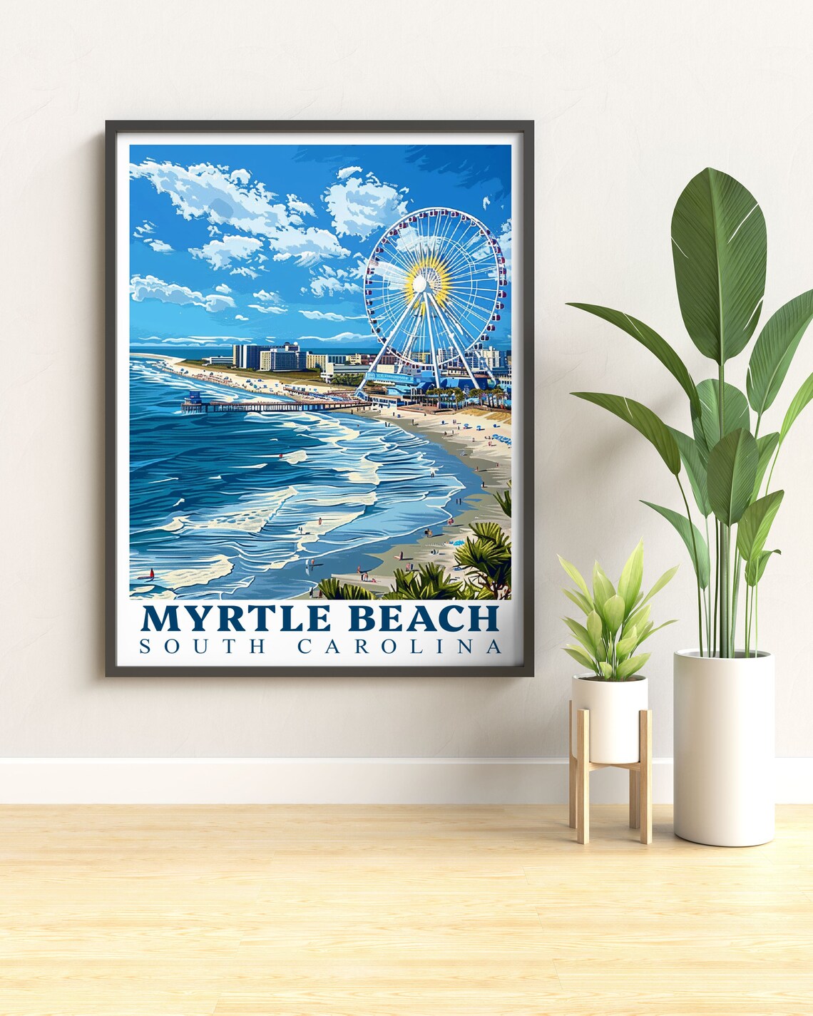 Myrtle Beach South Carolina SkyWheel Aerial Coastline Travel Poster - Image 3