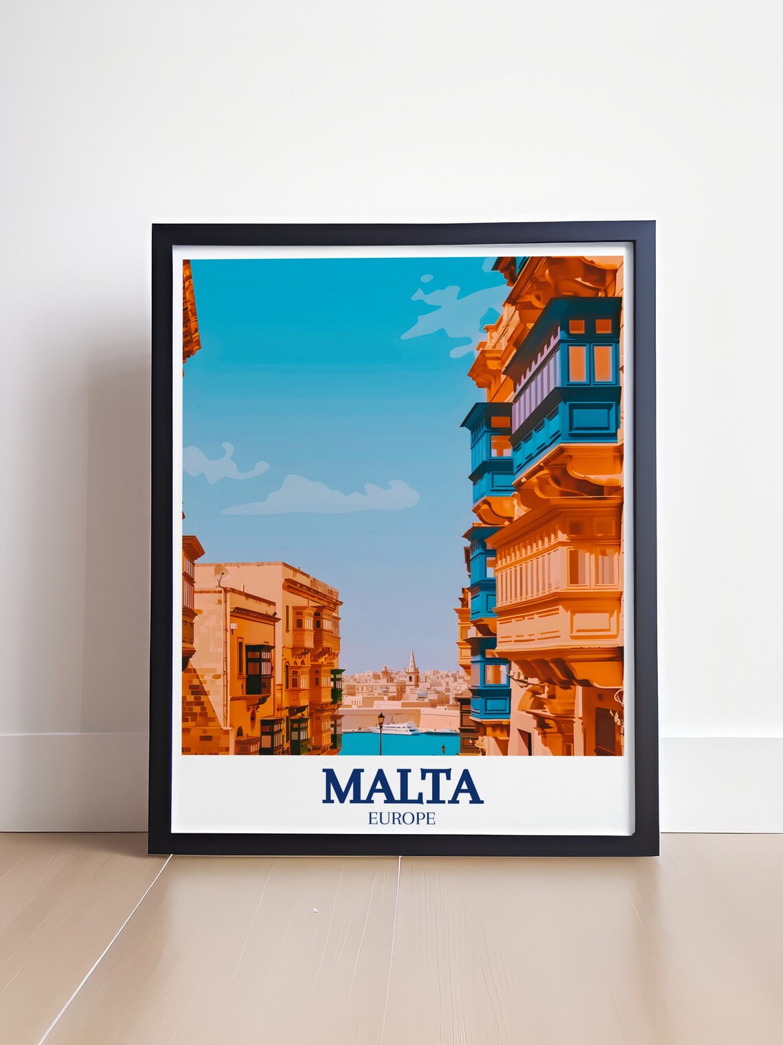 Malta Grand Harbour Colorful Wooden Balconies Street Travel Poster - Image 4