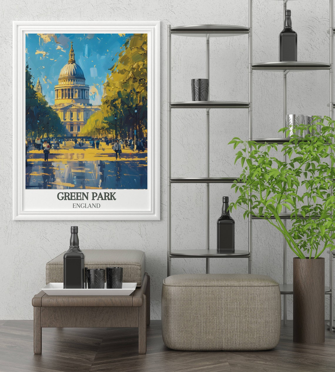 St Paul's Cathedral Sunlit Avenue Crowded with Park Visitors Poster - Image 2
