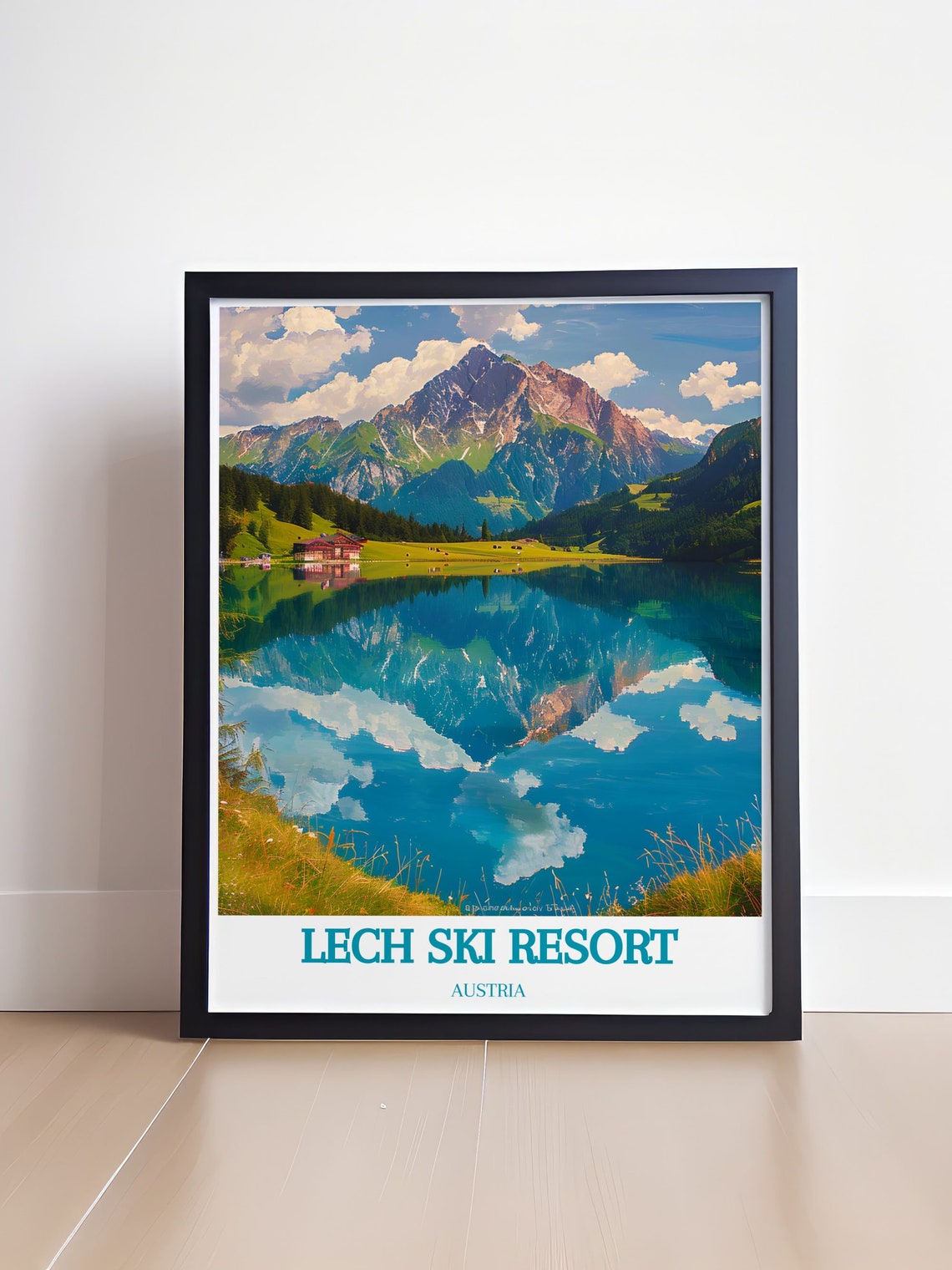 Lech Ski Resort Austria Mirror Lake Mountain Reflection Poster - Image 4