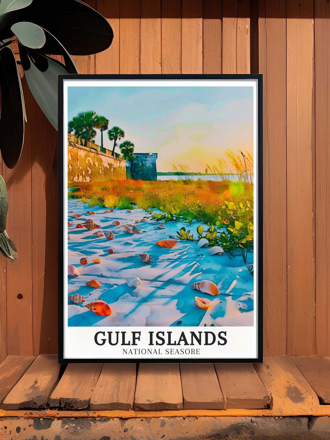Gulf Islands National Seashore Sunset Shell Beach Fort Travel Poster - Image 3