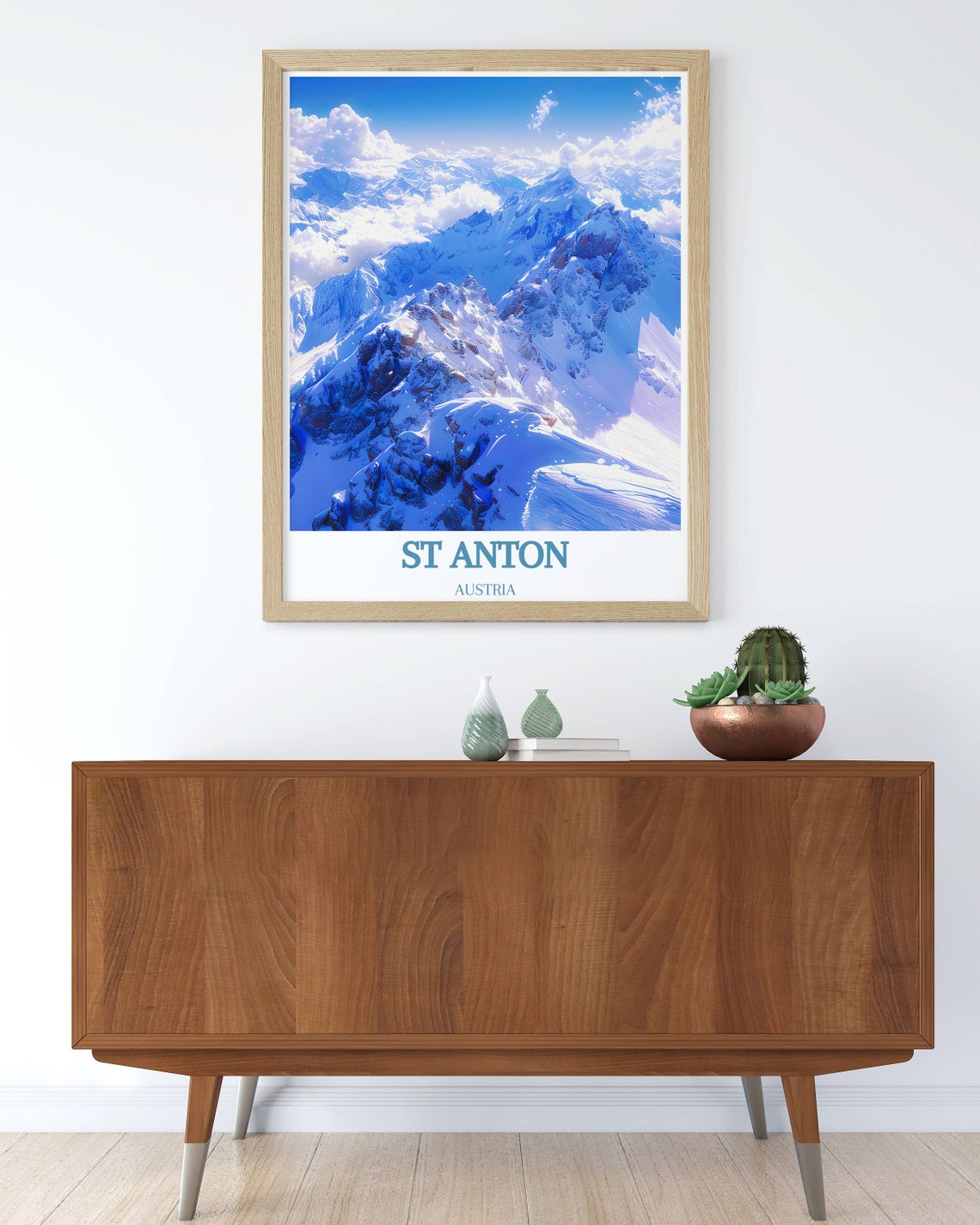St Anton Austria Snowy Valluga Alpine Ski Mountain Peaks Poster - Image 3