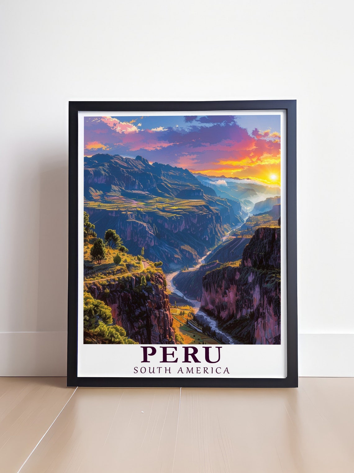 Peru Colca Canyon Sunset Deep Gorge River South America Poster - Image 4