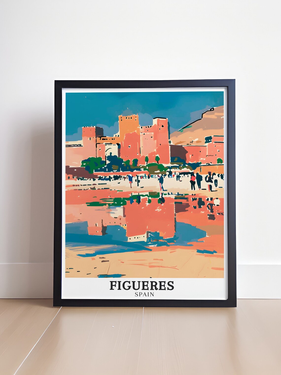 Figueres Spain Abstract Castle Walls Sunset Bold Art Travel Poster - Image 4