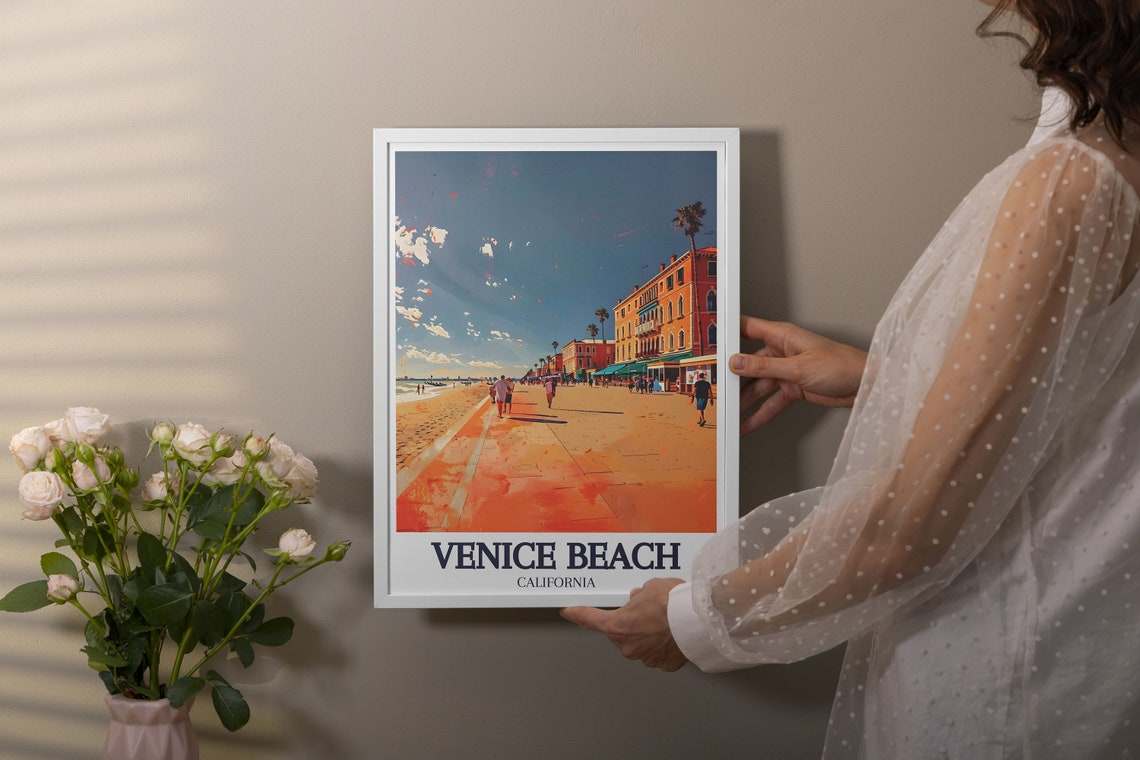 Venice Beach California Oceanfront Promenade Sunset Scene Poster - Image 2