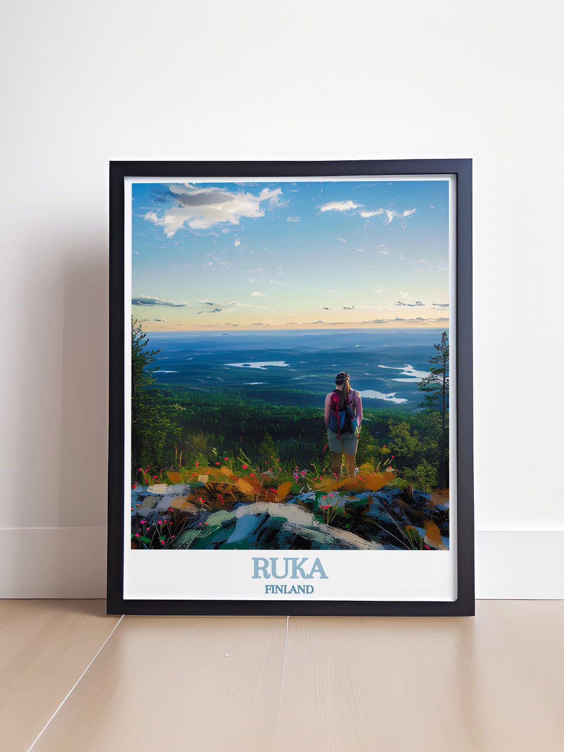 Ruka Finland Sunset Fell Viewpoint Hiker Lakes Travel Poster - Image 4